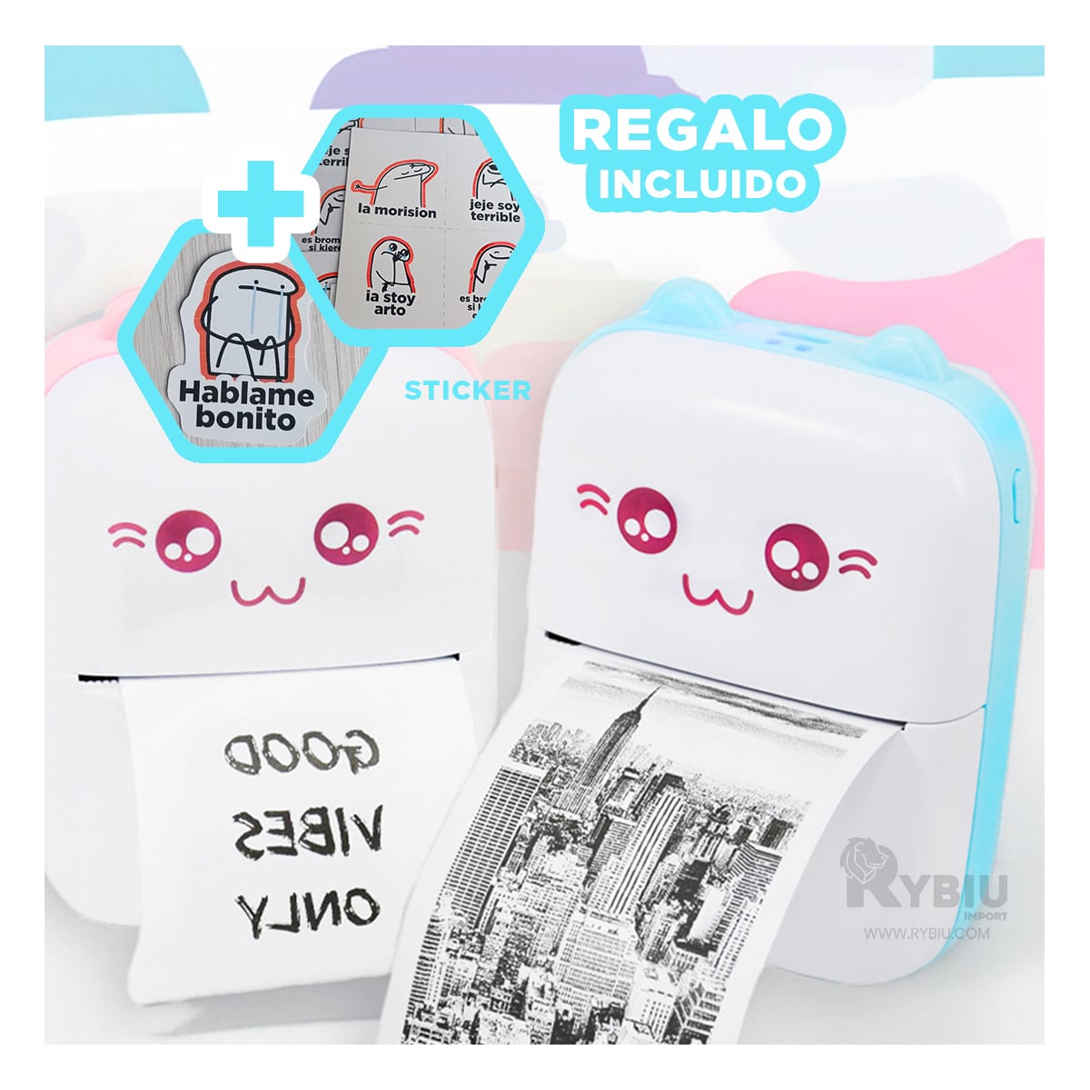 ACCESORIO PARA IMPRESION EN CELESTE Y+BANDERITAS ADHESIVAS - 1