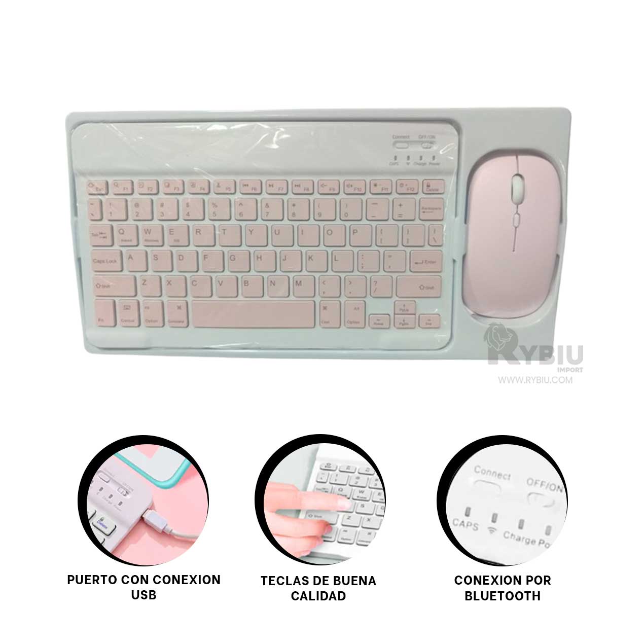 TECLADO INALÁMBRICO RYBIU ERGONÓMICO PC COLOR BLANCO + ENVOLTORIO REGALO TE29867 SET - 2