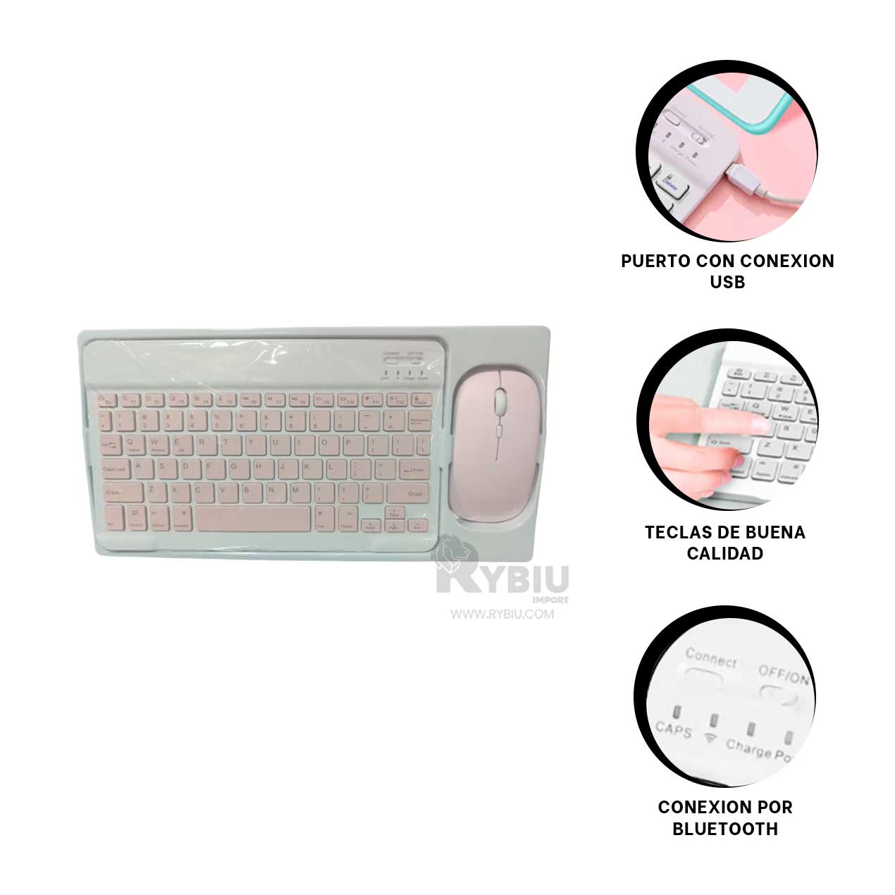 MOUSE INALÁMBRICO RYBIU GAMERS Y TECLADO BLANCO + REGALO AGENDITA TE29867 SET - 3