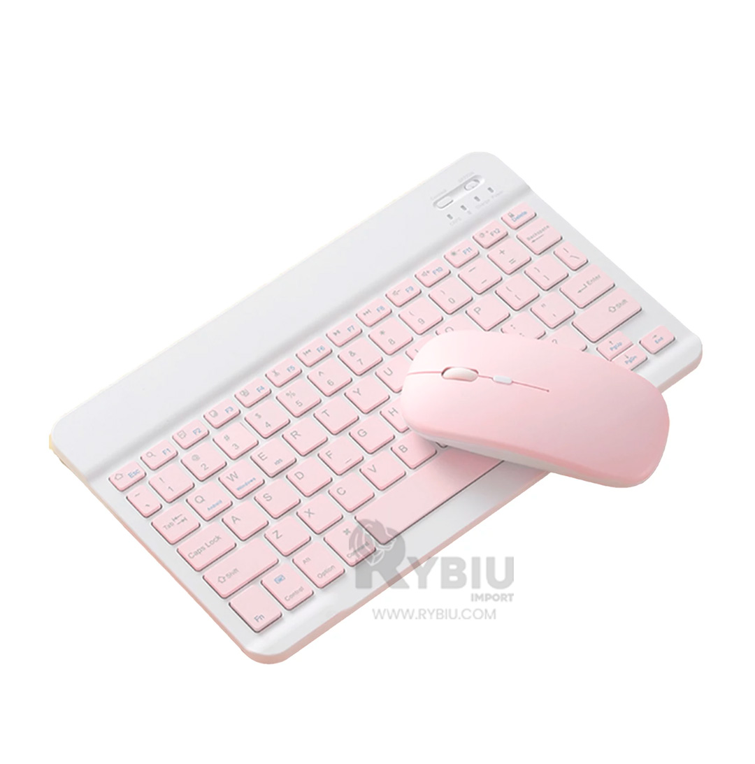 TECLADO INALÁMBRICO RYBIU CONJUNTO TECNOLÓGICO EN COLOR ROSADO + BANDERITAS ADHESIVAS TE29869 - 1