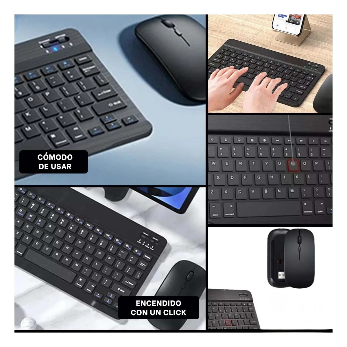 TECLADO INALÁMBRICO RYBIU COMPLEMENTOS COMPUTADORA EN NEGRO + POST-IT ADHESIVOS TE29868 - 5