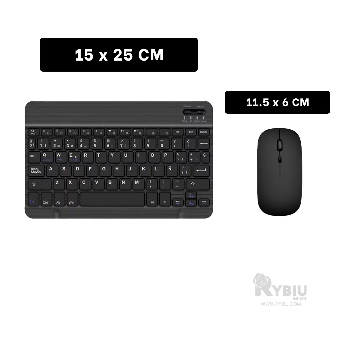 MOUSE INALÁMBRICO RYBIU PORTÁTIL Y TECLADO EN TONO NEGRO + GIFT MINIAGENDA TE29868 SET - 5