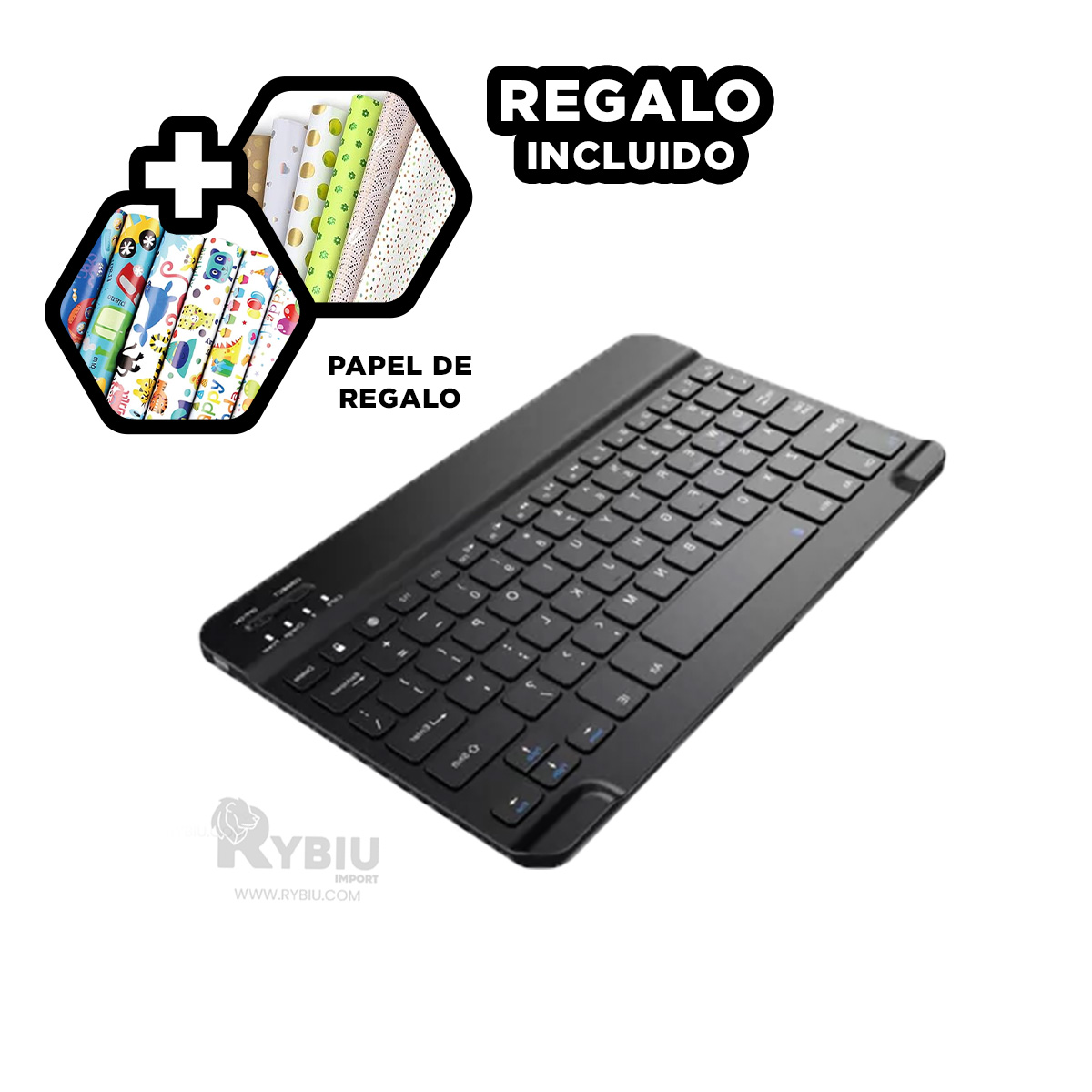 MOUSE INALÁMBRICO RYBIU GAMERS Y TECLADO NEGRO + REGALO AGENDITA TE29868 SET - 3