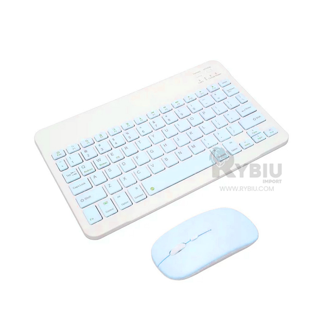 TECLADO INALÁMBRICO RYBIU ERGONÓMICO PC COLOR CELESTE + ENVOLTORIO REGALO TE29870 SET - 2