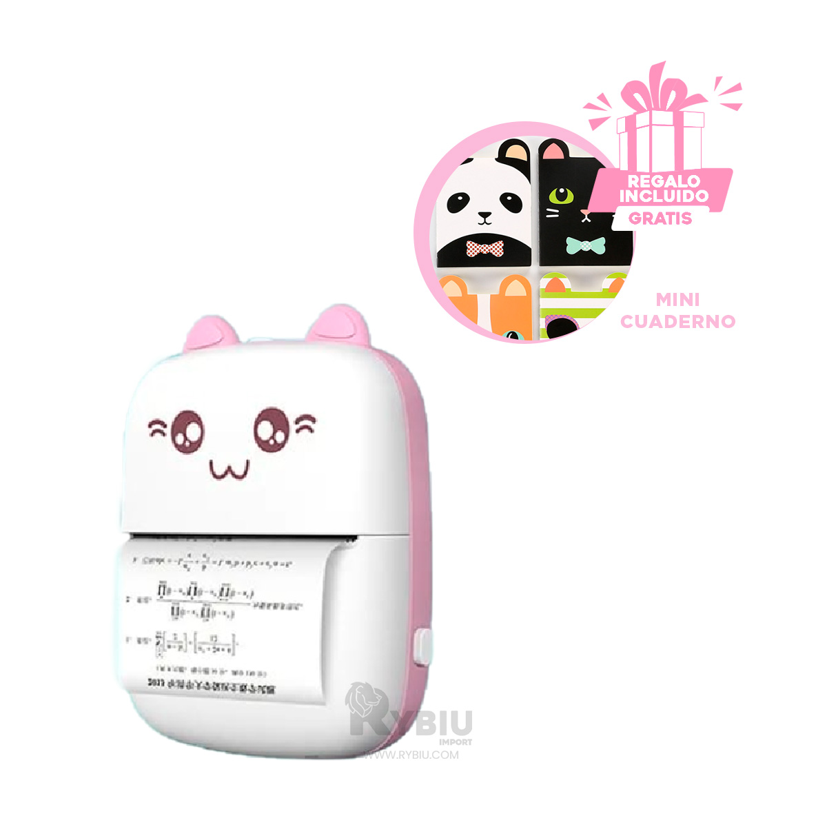 IMPRESORA RECARGABLE MINI EN ROSADO Y+REGALO AGENDITA - 2