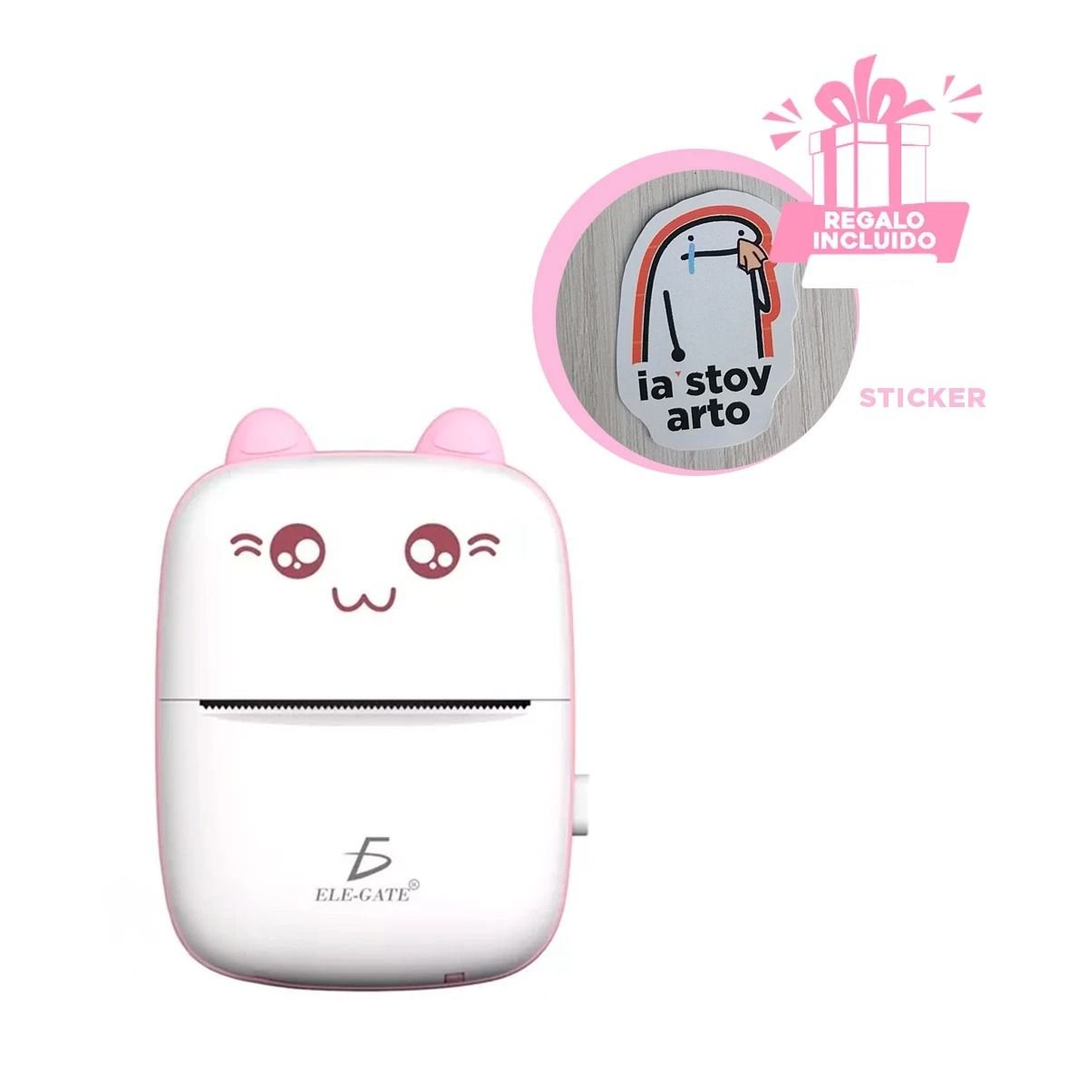 MINI PRINTER PORTATIL 10X8CM ROSADO PARA FOTOS DOCUMENTOS Y ETIQUETAS Y+REGALO STICKER - 1