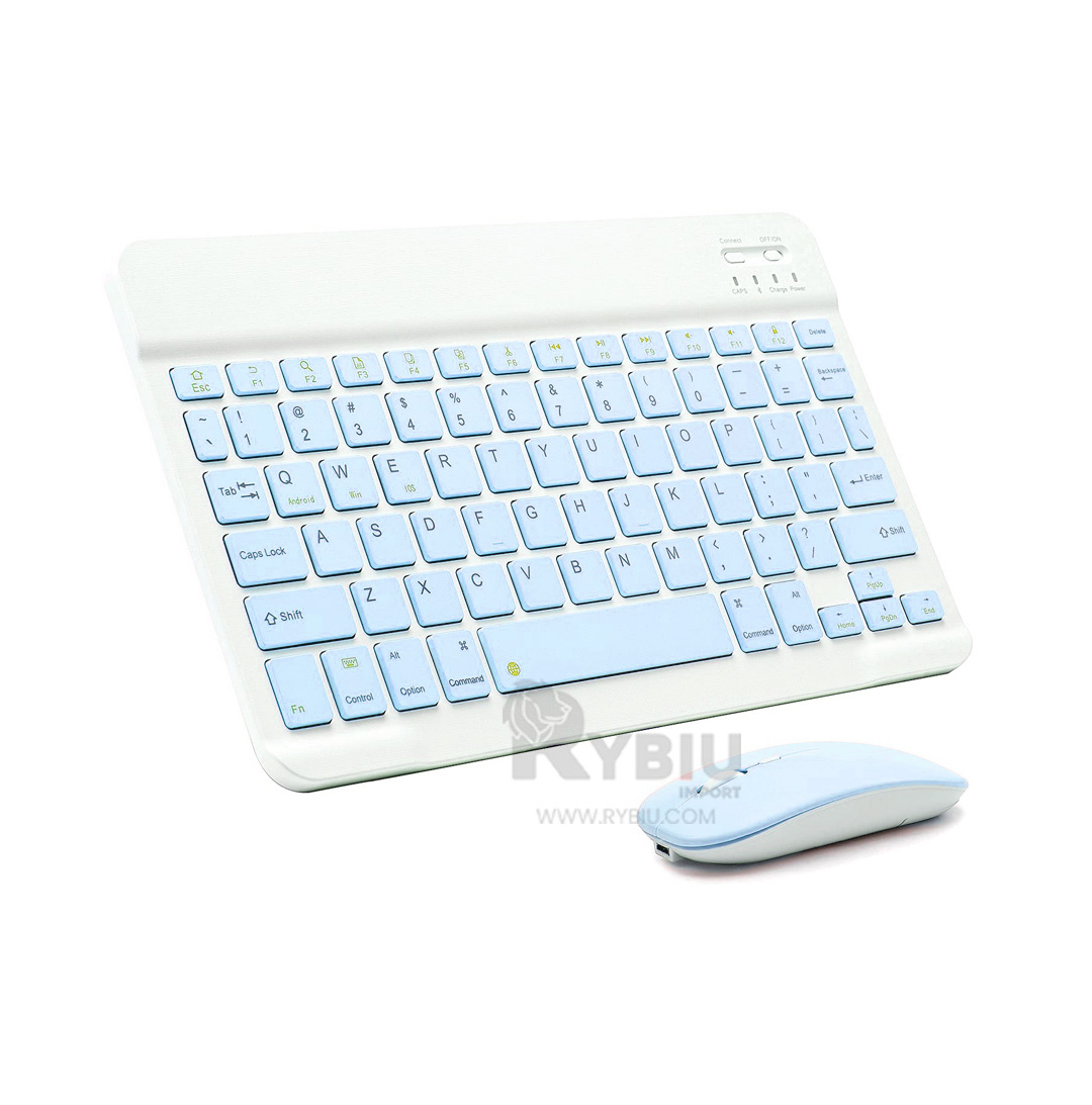 TECLADO INALÁMBRICO RYBIU TECNOLÓGICO EN CELESTE + BANDERITAS ADHESIVAS TE29870 PACK - 1