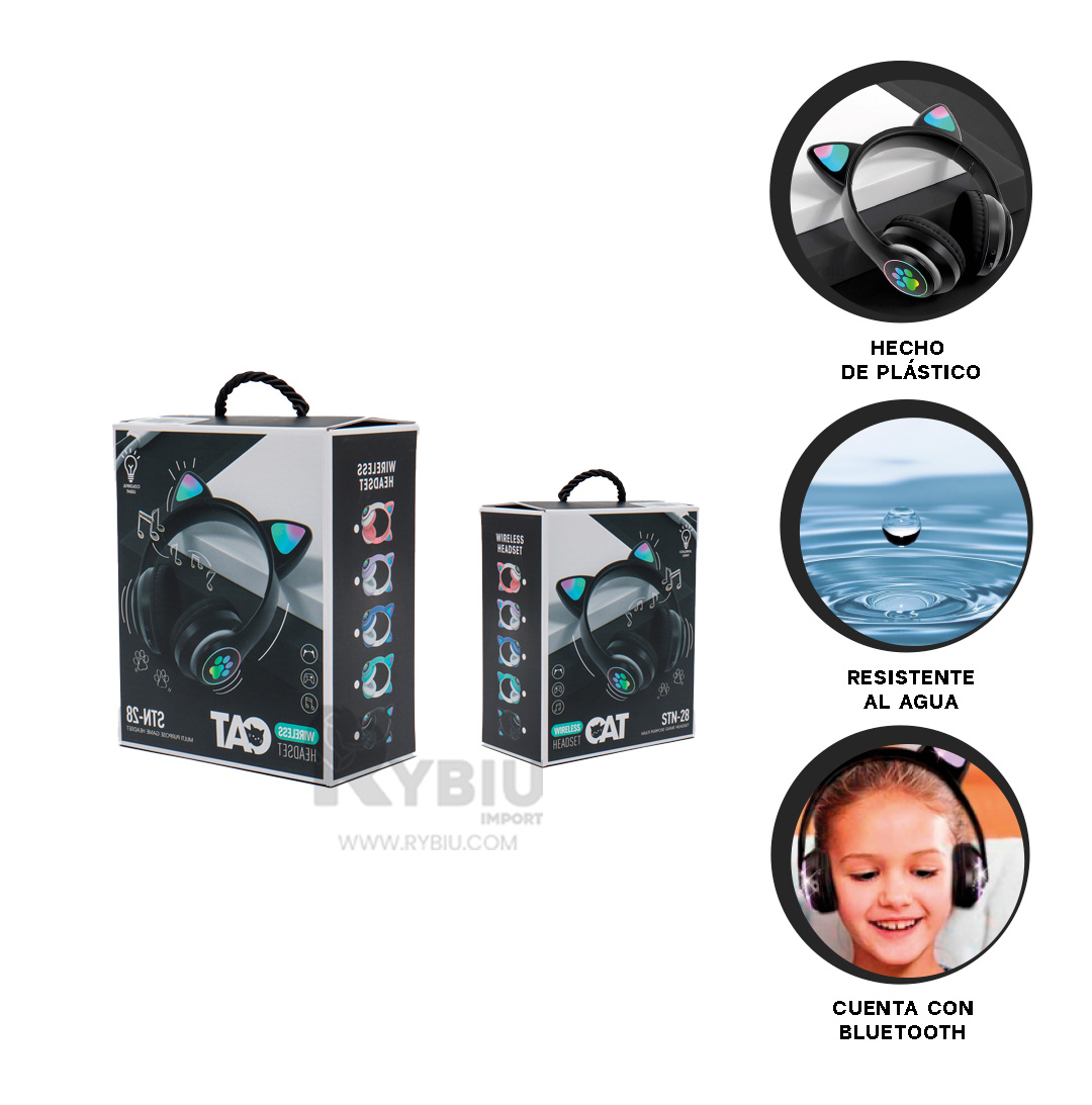 OREJERA RYBIU CON DISENO CAT NEGRO + REGALO LIGAS PARA PEINAR - 1