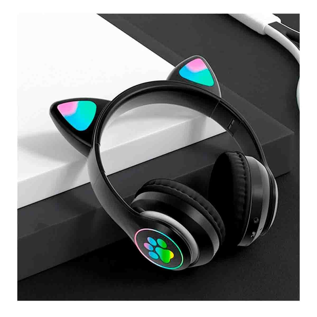 AUDÍFONOS RYBIU FORMA GATO EN COLOR NEGRO + REGALO STICKERS - 2