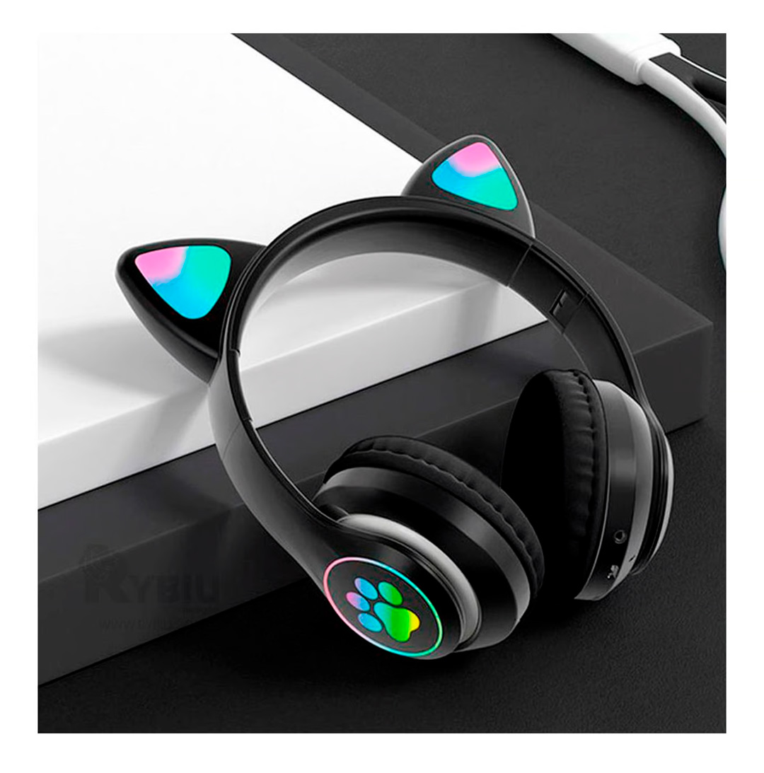OREJERA RYBIU CON LUZ GATO EN NEGRO + BANDERITAS ADHESIVAS - 2