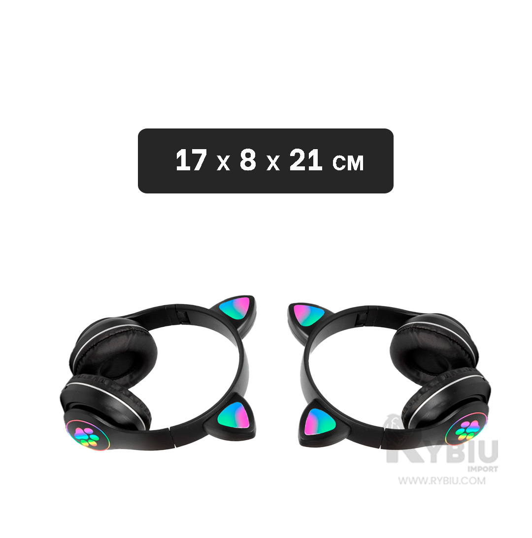 AURICULARES RYBIU FELINO Y CON LUCES EN NEGRO + REGALO STICKERS - 5