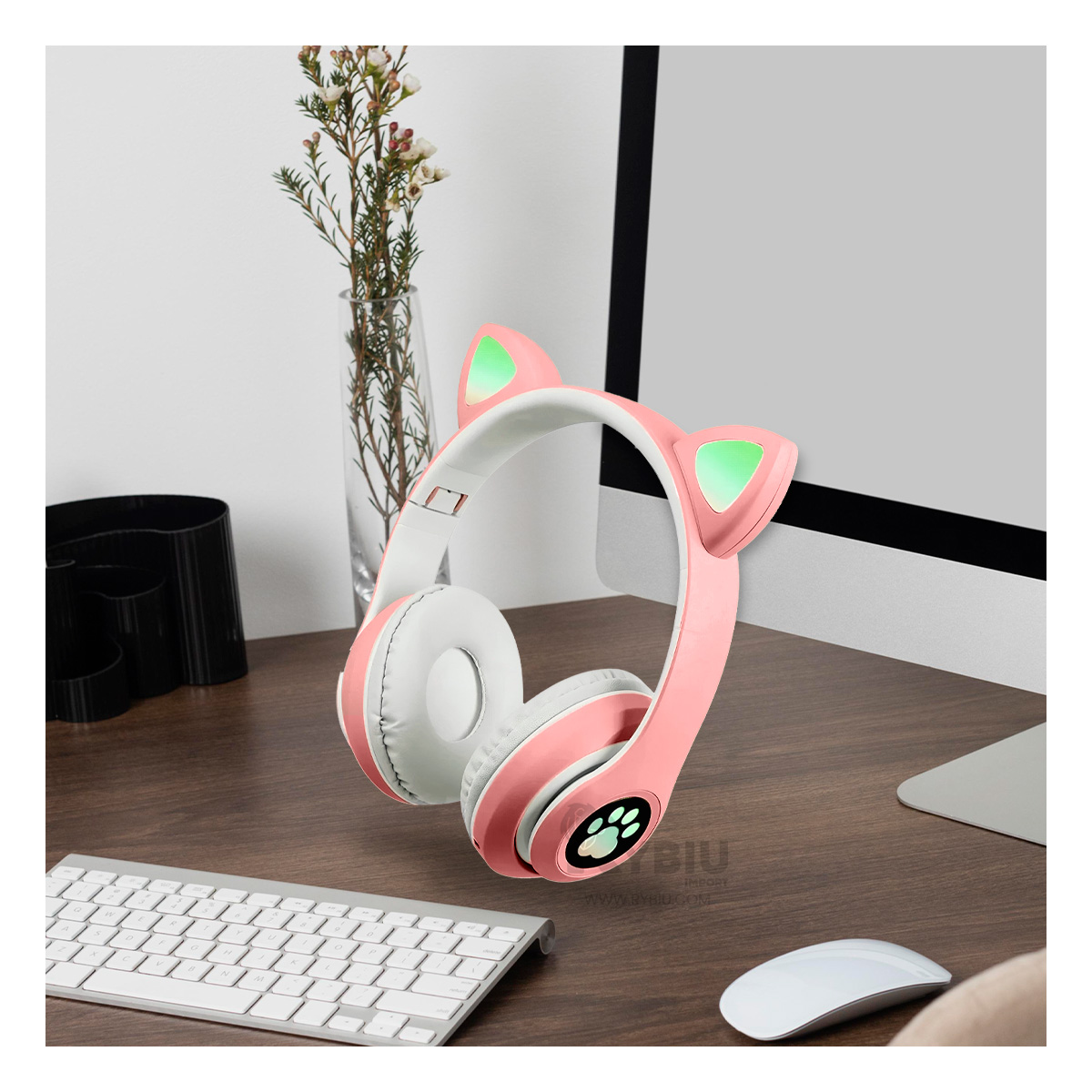 AURICULARES RYBIU COMODOS TIPO GATO EN ROSADO + GIFT MINIAGENDA - 1