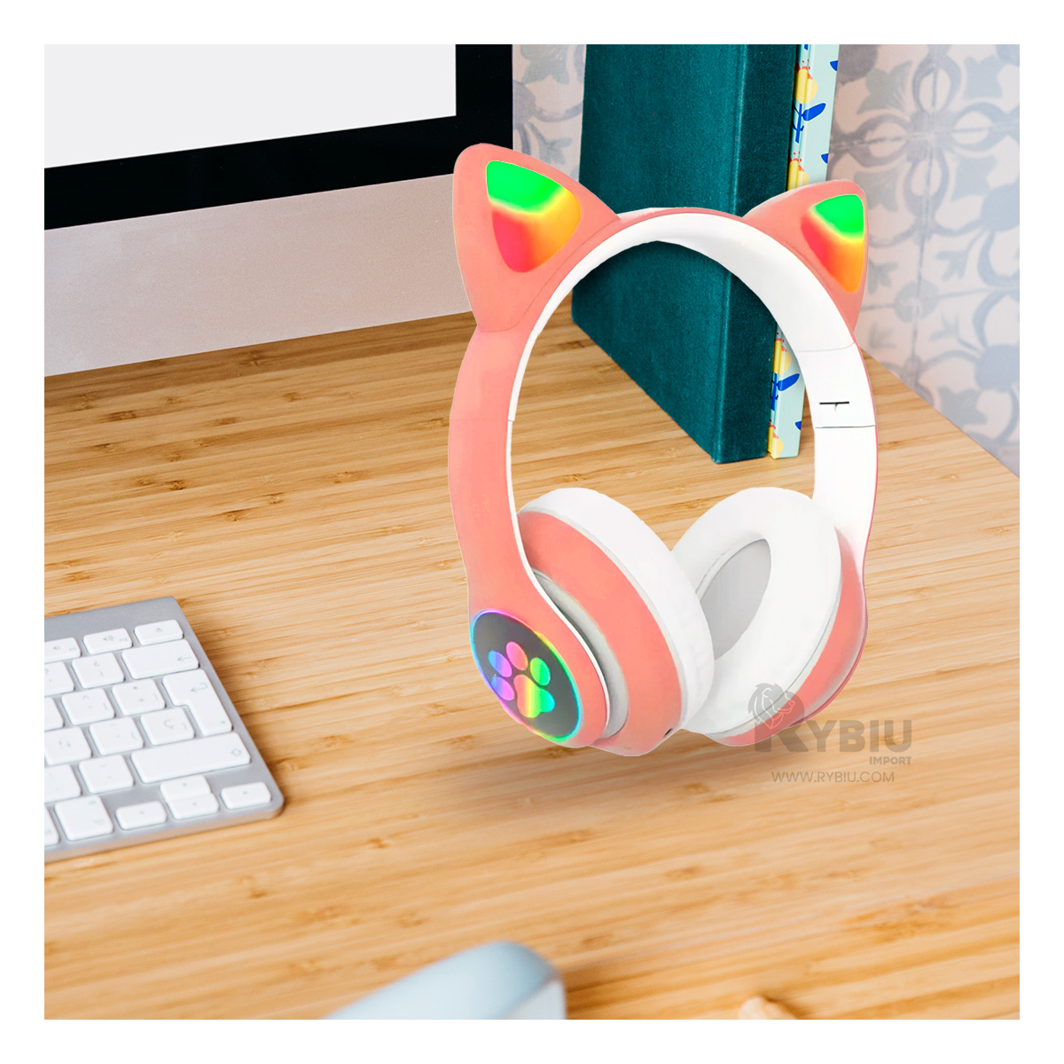 AURICULARES RYBIU COMODOS TIPO GATO EN ROSADO + GIFT MINIAGENDA - 3