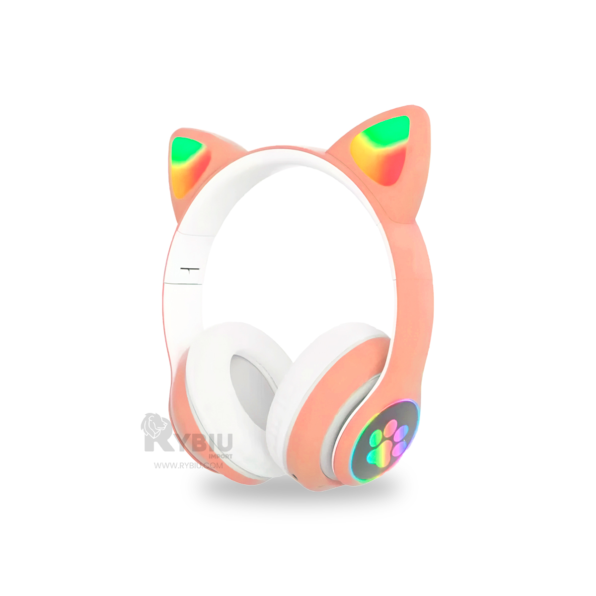 AURICULARES RYBIU FELINO Y CON LUCES EN ROSADO + REGALO STICKERS - 1