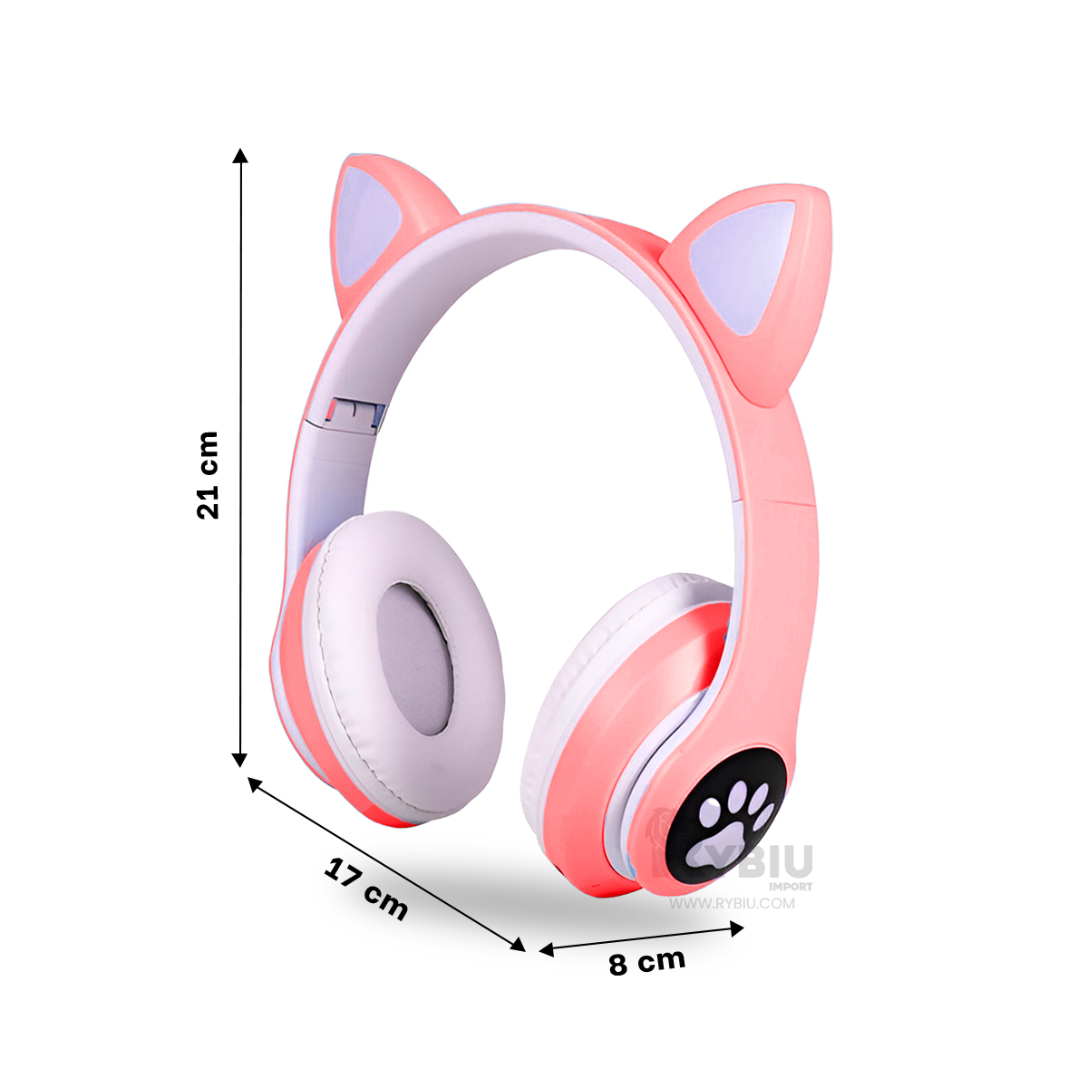 AURICULARES RYBIU FELINO Y CON LUCES EN ROSADO + REGALO STICKERS - 5