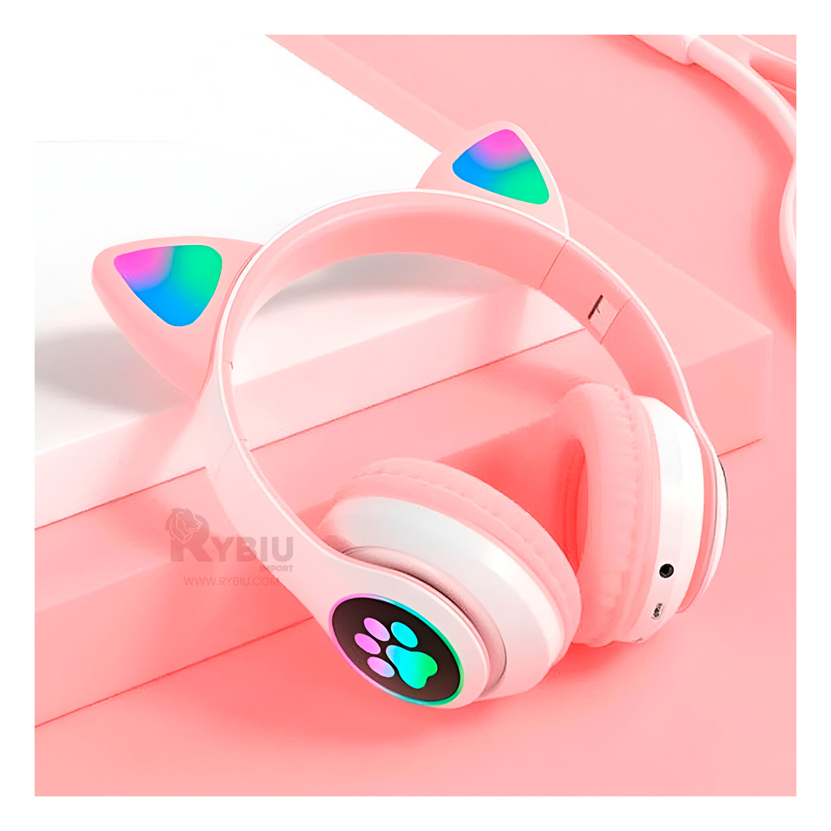 AURICULARES RYBIU LUMINOSOS EN COLOR ROSADO + ENVOLTORIO REGALO - 3