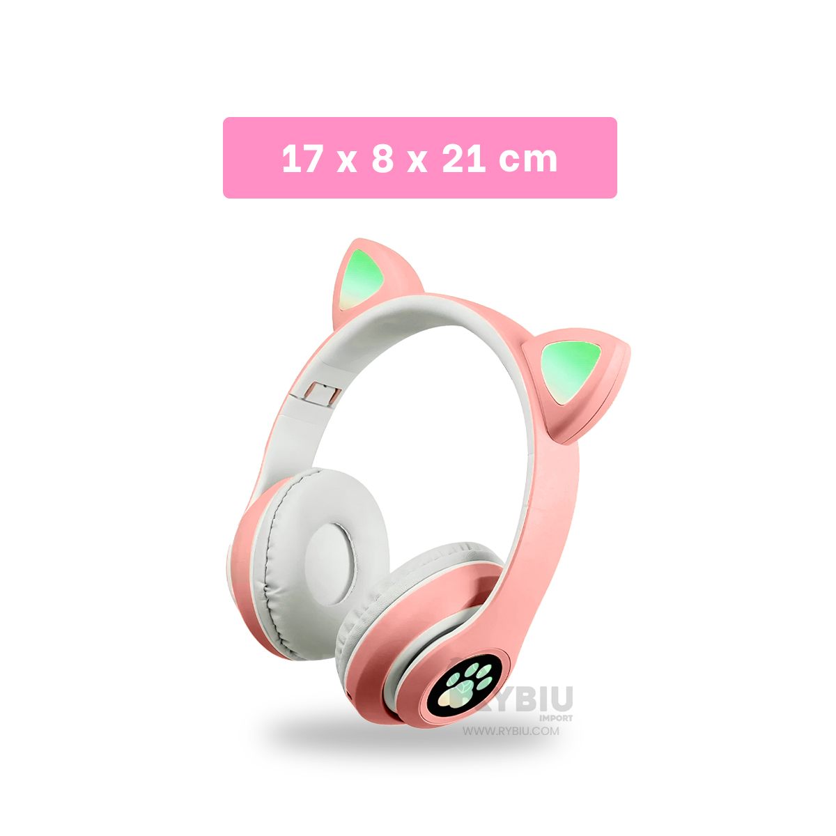 AURICULARES RYBIU LUMINOSOS EN COLOR ROSADO + ENVOLTORIO REGALO - 5