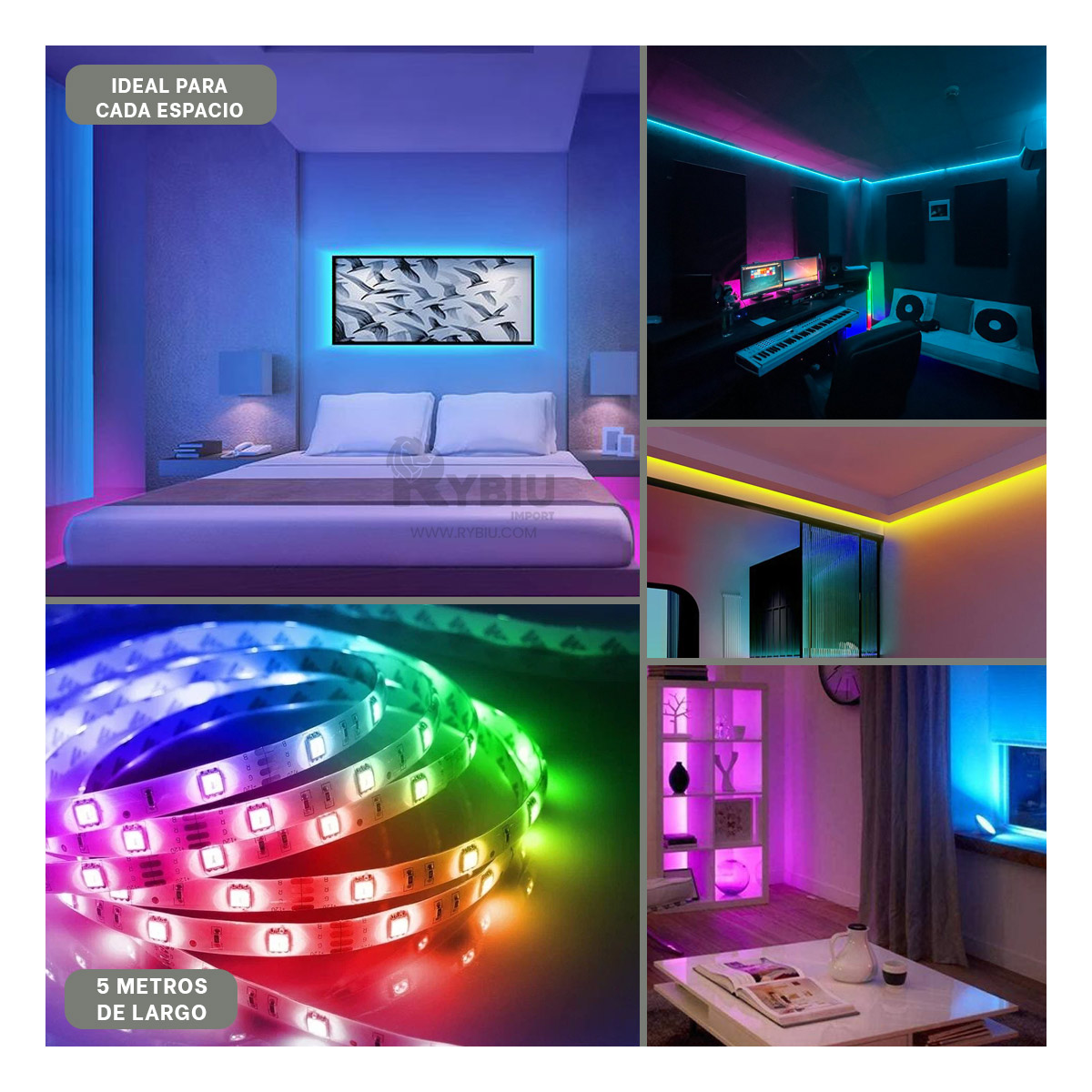 LUCES LED BLUETOOTH RYBIU TE31544 ILUMINACION CONTROLADA MULTICOLOR + GIFT MINIAGENDA - 1