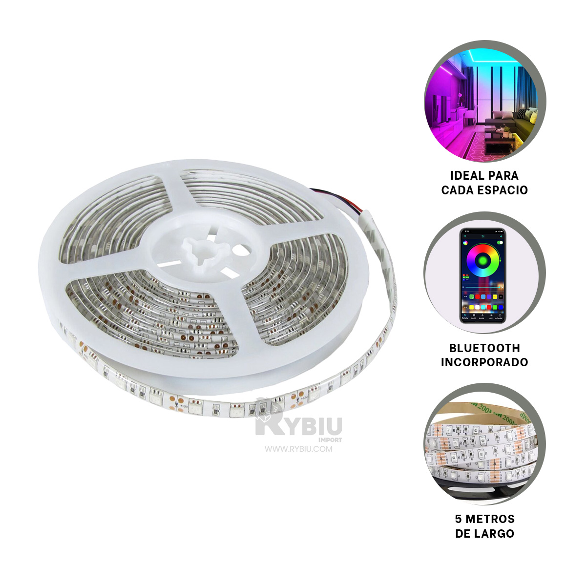 LUCES LED BLUETOOTH RYBIU TE31544 ILUMINACION CONTROLADA MULTICOLOR + GIFT MINIAGENDA - 2