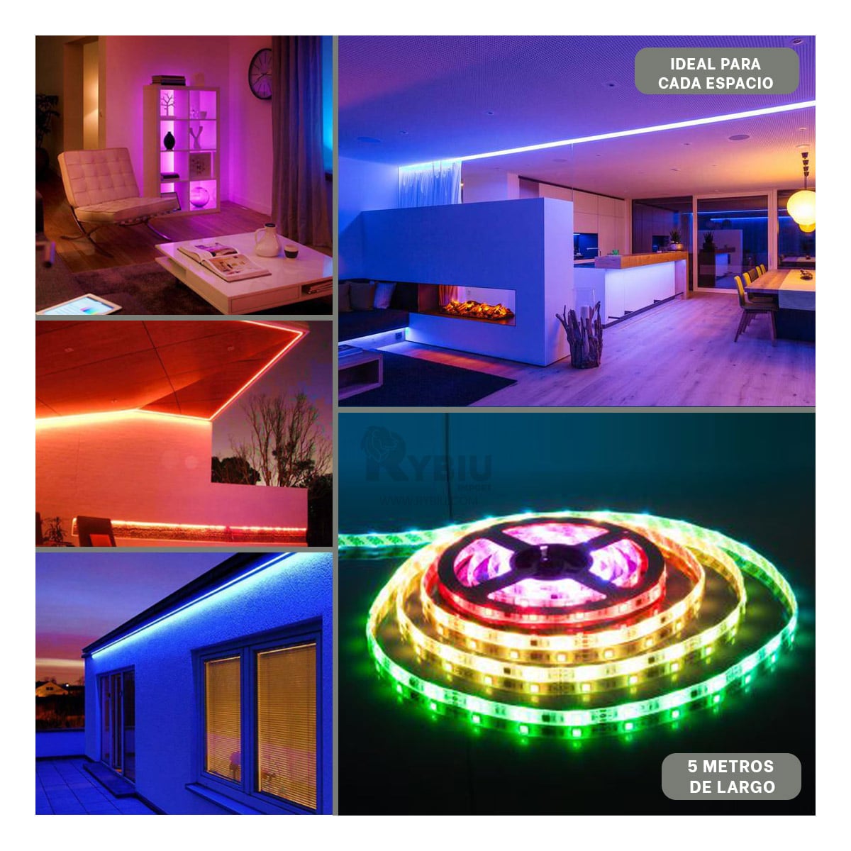 LUCES LED BLUETOOTH RYBIU TE31544 EFECTOS SORPRENDENTES MULTICOLOR + REGALO STICKERS - 1