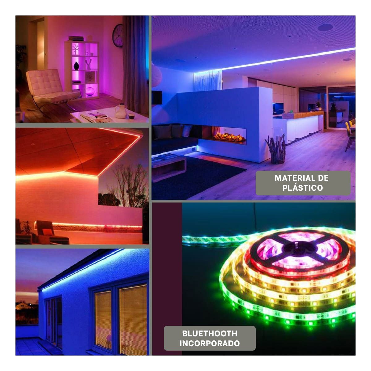 LUCES LED BLUETOOTH RYBIU TE31544 PERFECTAS HABITACION MULTICOLOR + LIGAS REGALO - 5