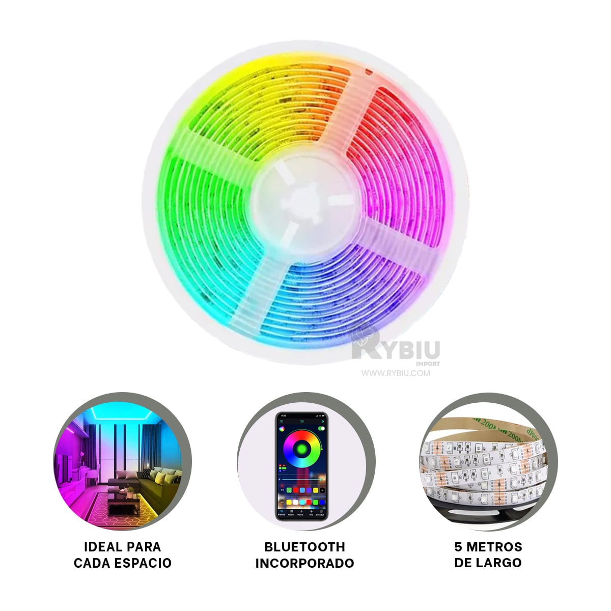 LUCES LED BLUETOOTH RYBIU TE31544 DECORATIVA ENERGETICA MUTICOLOR + REGALO AGENDITA - 4