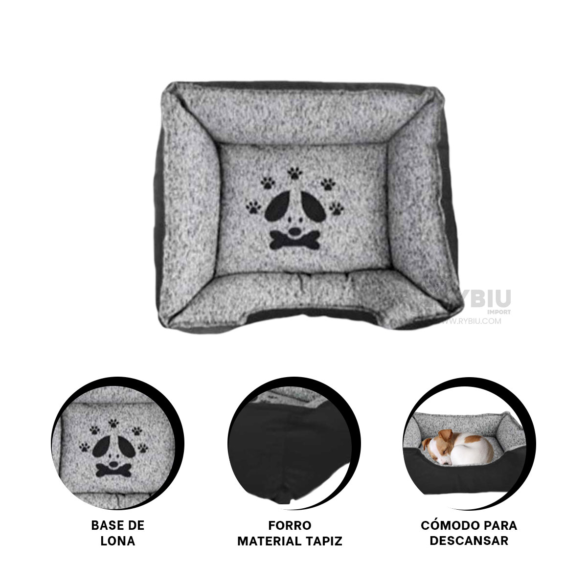 COLCHON PERROS MA31030 COMODO TALLA L NEGRO RYBIU + GIFT MINIAGENDA - 1