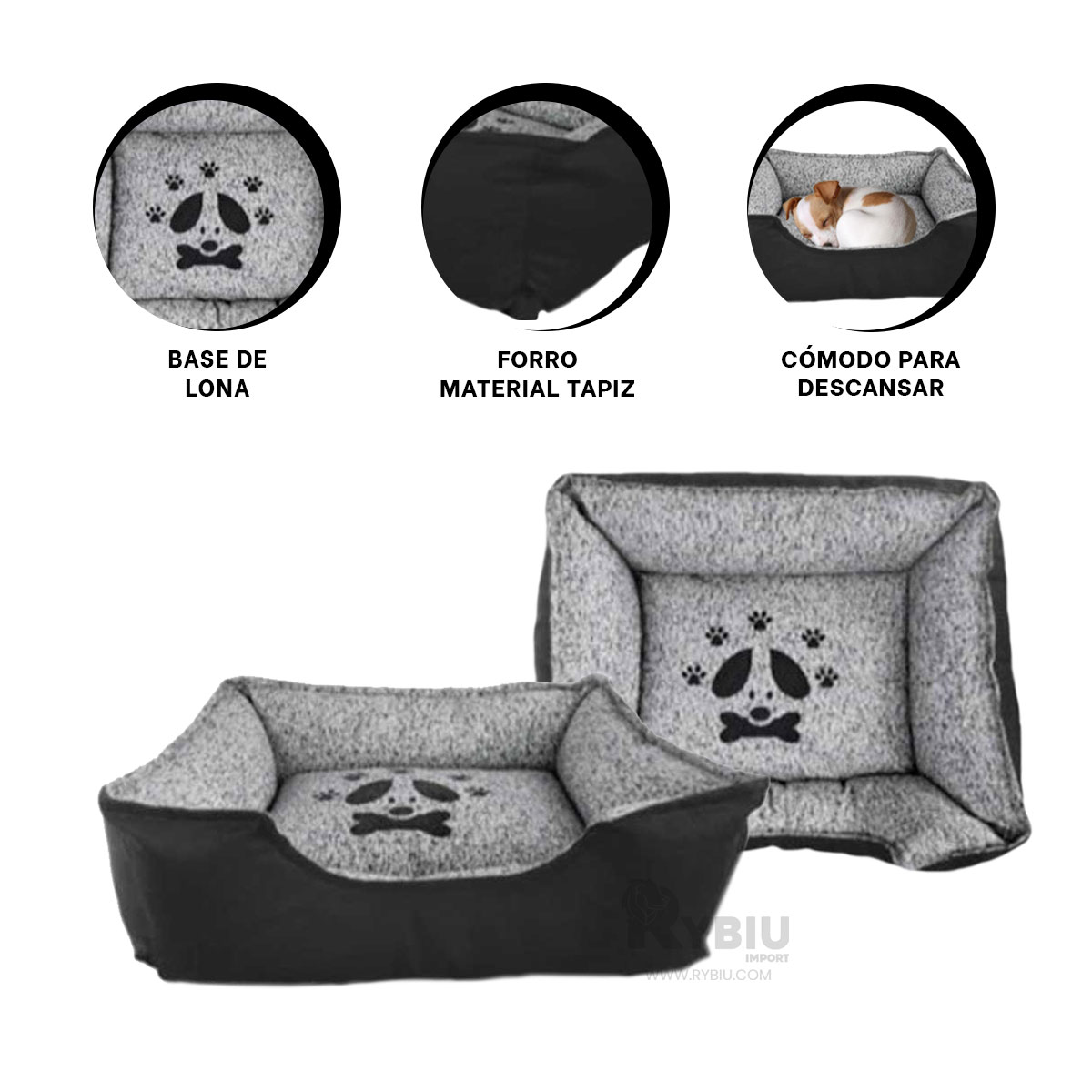 COLCHON PERROS MA31030 COMODO TALLA L NEGRO RYBIU + GIFT MINIAGENDA - 2