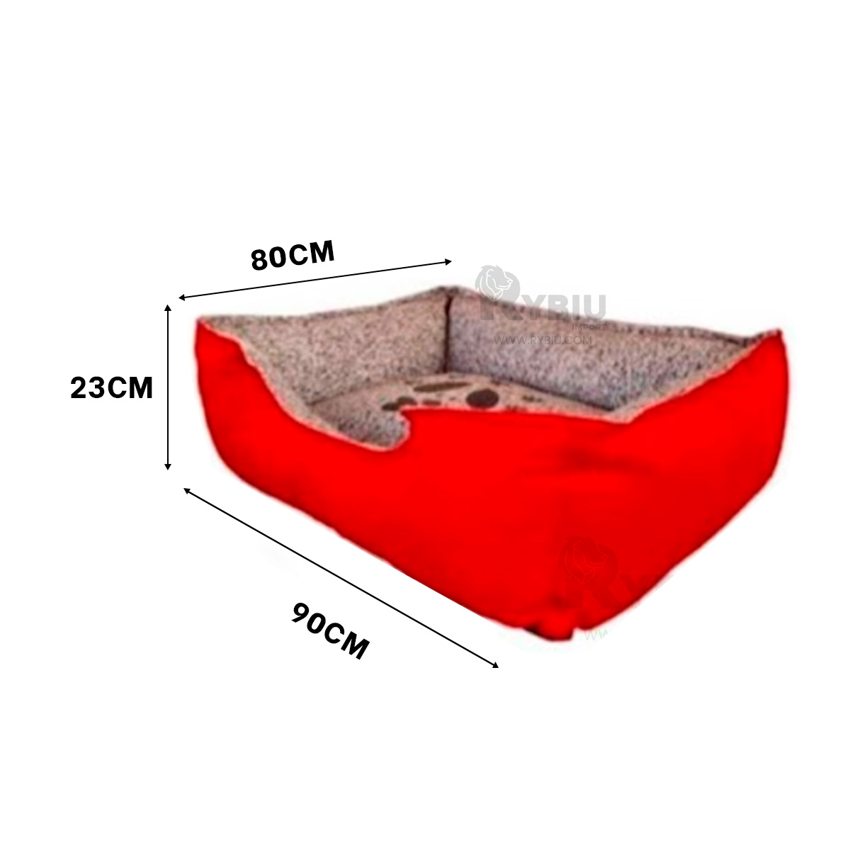 CAMA PERROS MA31050 SUAVE ROJO TALLA XXL RYBIU + PAPEL REGALO - 5