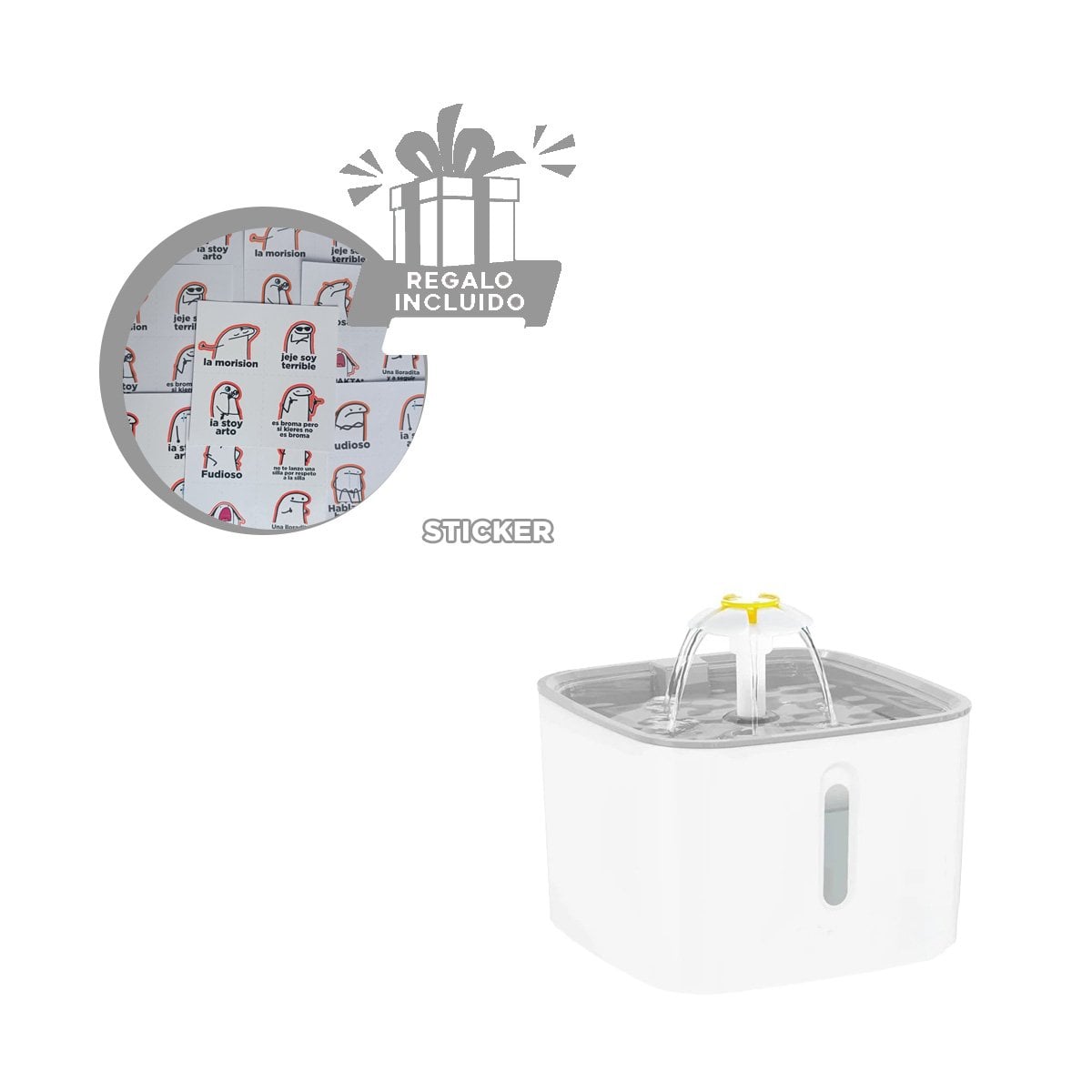 BEBEDERO PERRO Y GATO MA31114 RYBIU INTELIGENTE PLASTICO BLANCO + REGALO STICKERS - 1