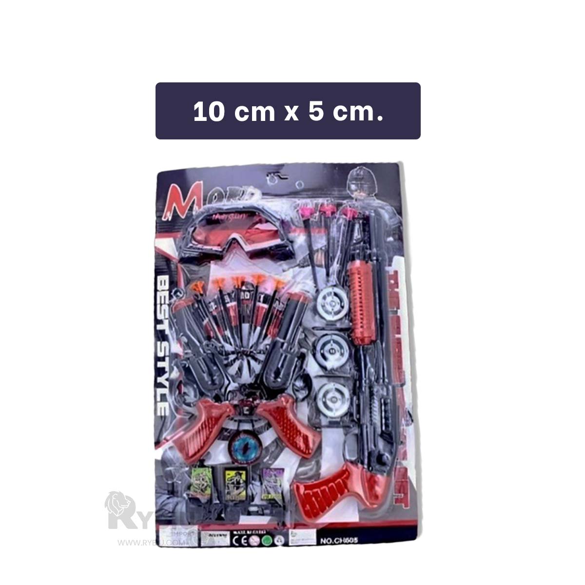 PACK DE ARMAS CON ACCESORIOS EN TONO NEGRO Y+LIGAS DE REGALO - 5