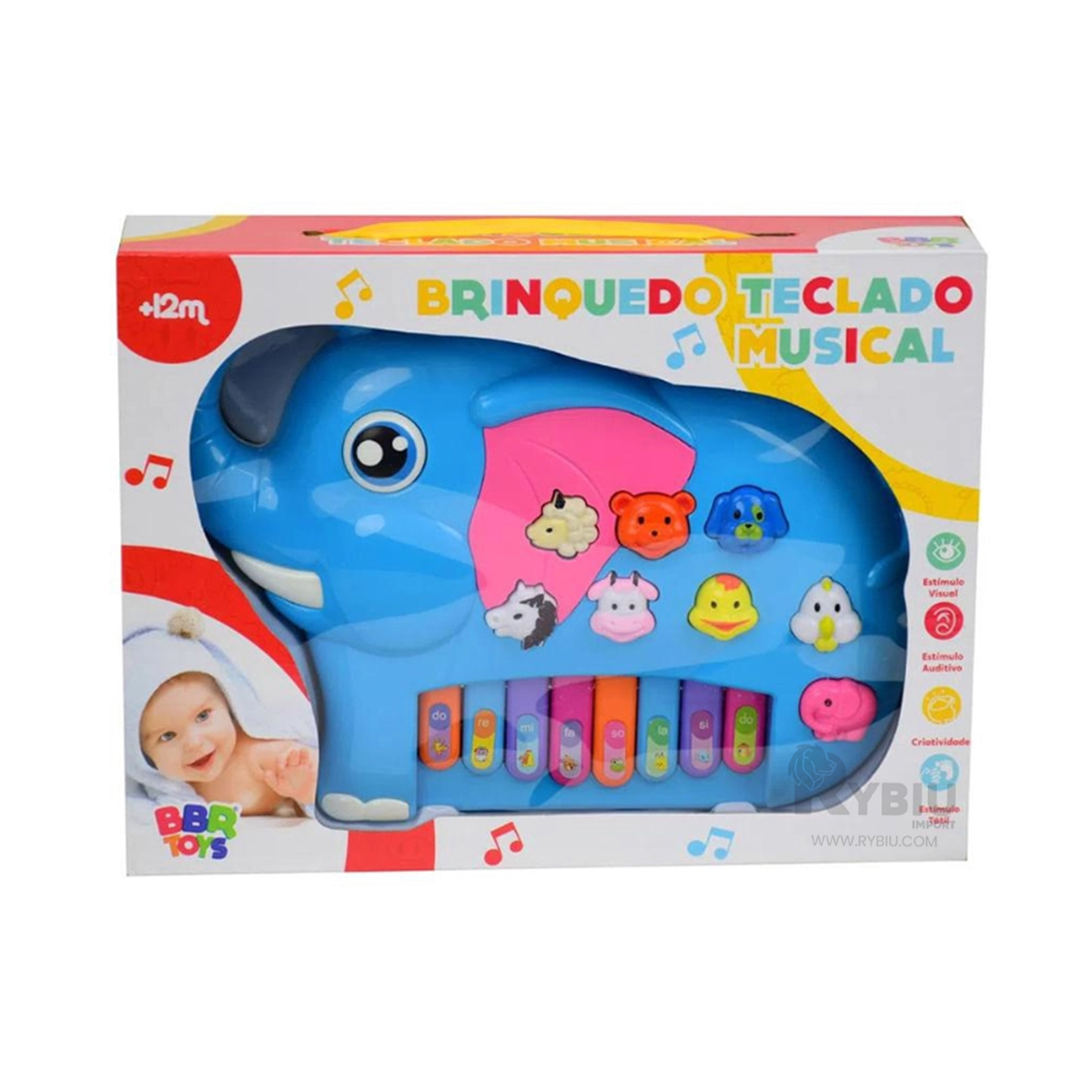INSTRUMENTO MELODICO EN COLOR CELESTE Y+BANDERITAS ADHESIVAS - 3