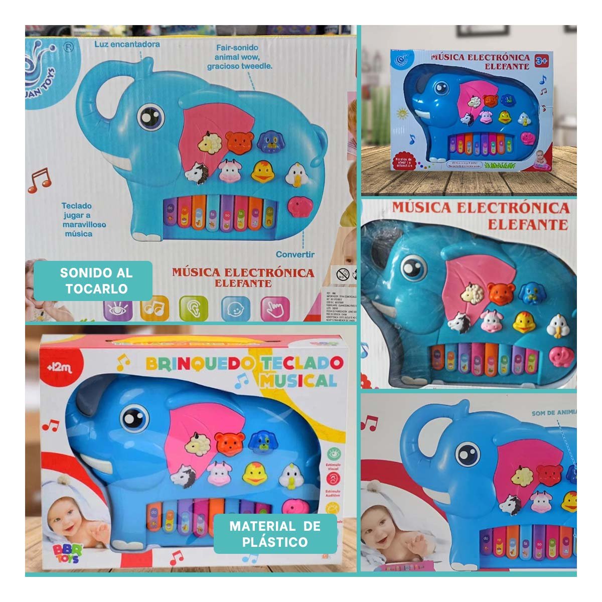 COMPACTO ELEFANTE MUSICAL DIDACTICO EN CAJA FACIL DE USAR EN CASA Y+LIGAS REGALO - 5