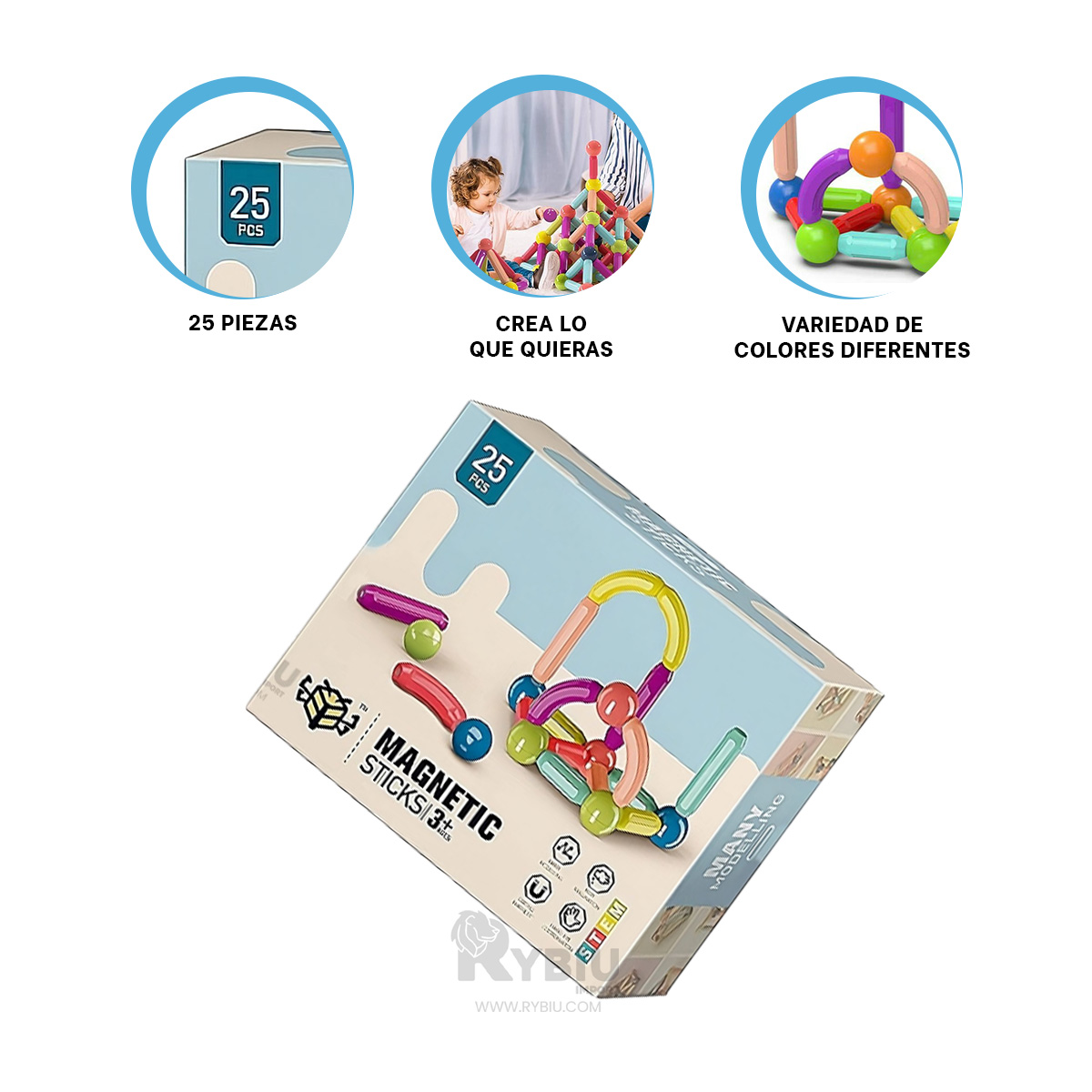 JUGUETE DE 25 BLOQUES MULTICOLOR Y+ENVOLTORIO DE REGALO - 4