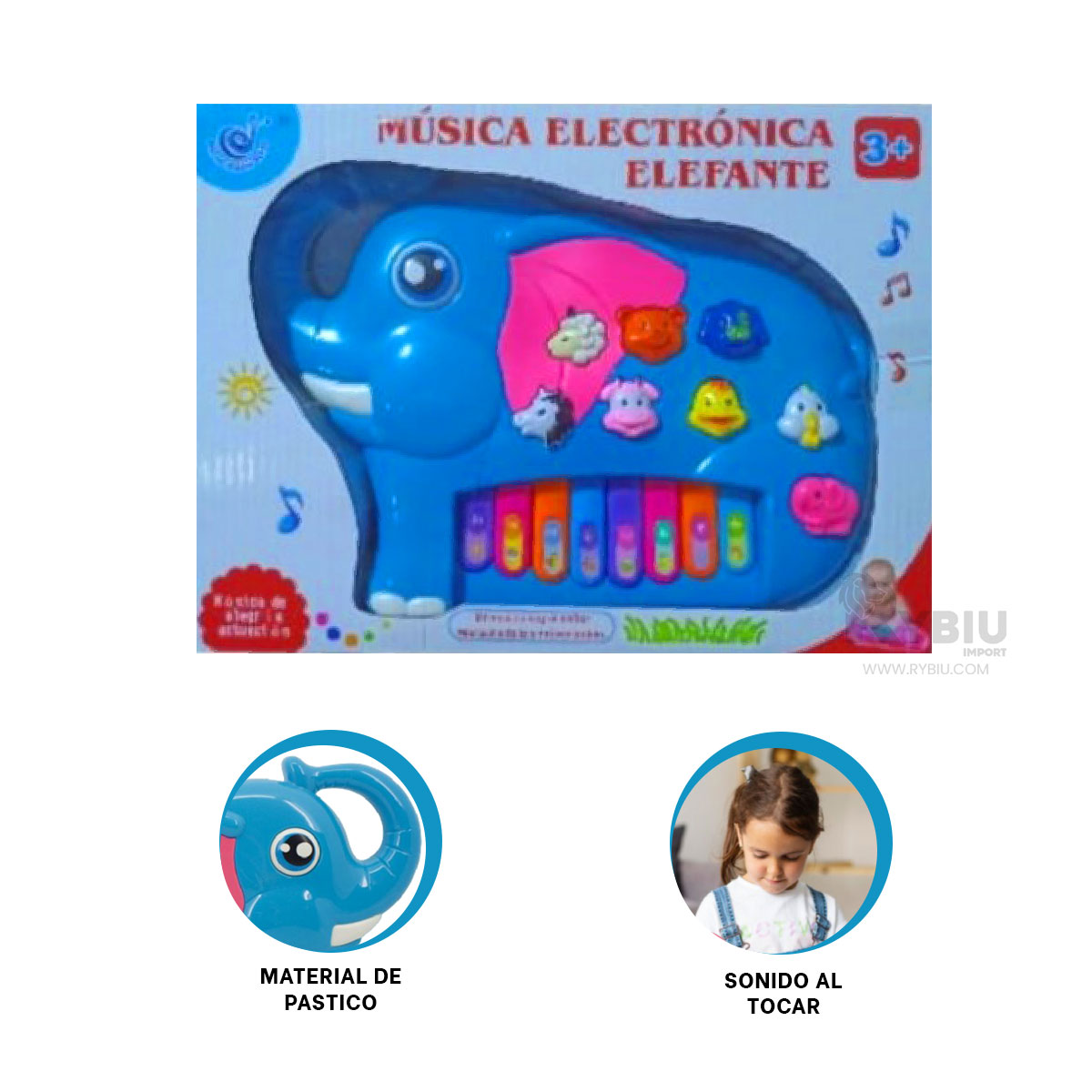 TECLADO ELEFANTE DIDACTICO COLOR CELESTE Y+REGALO AGENDITA - 4