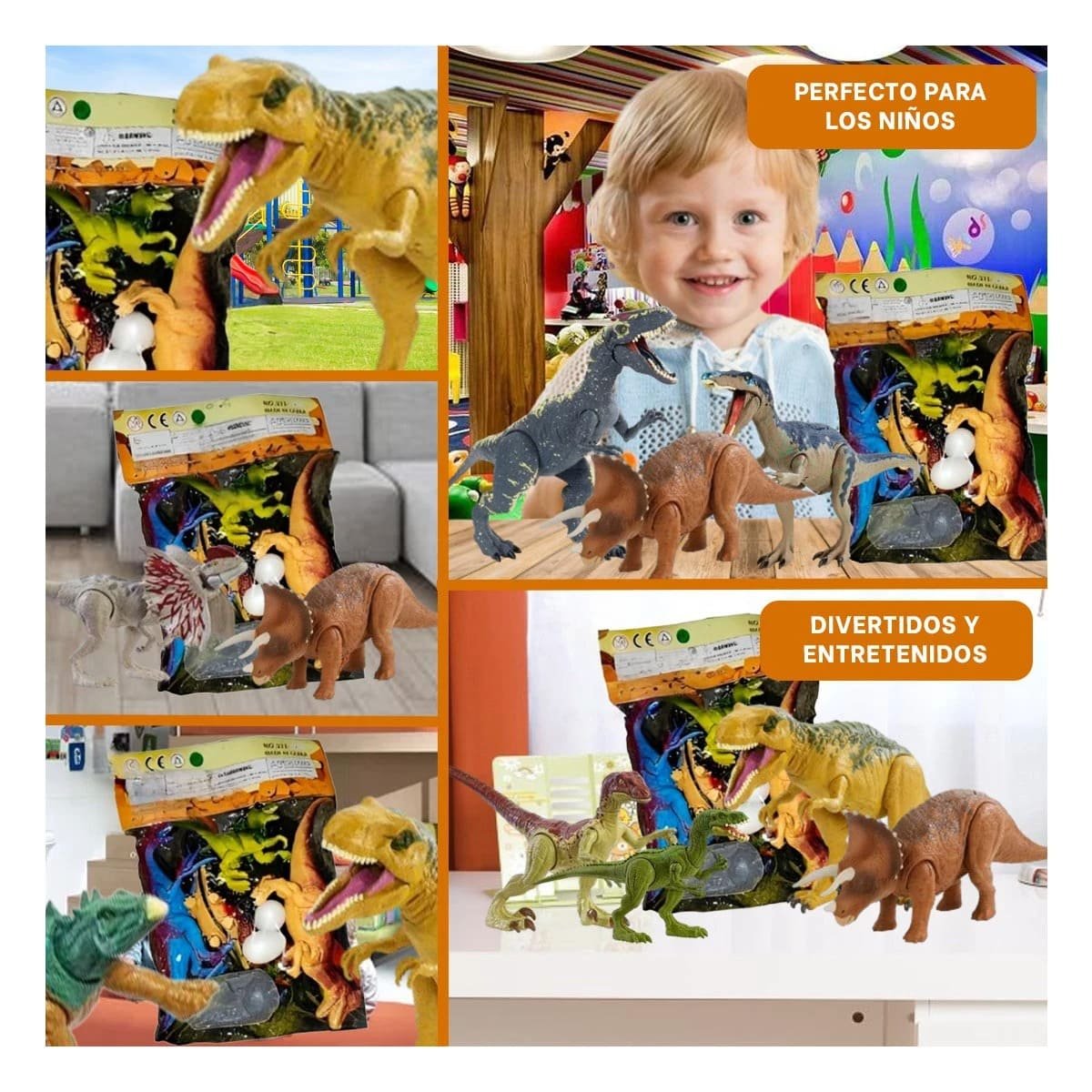 PAQUETE 5 DE DINOSAURIOS CON ACCESORIOS PARA JUEGO Y ENTRETENIMIENTO FAMILIAR YSTICKY - 1