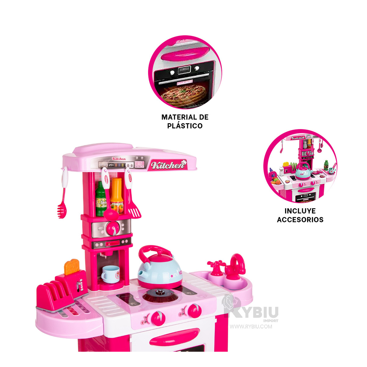 KITCHEN JUGUETE EN PINK EN ROSADO Y+BANDERITAS ADHESIVAS - 1