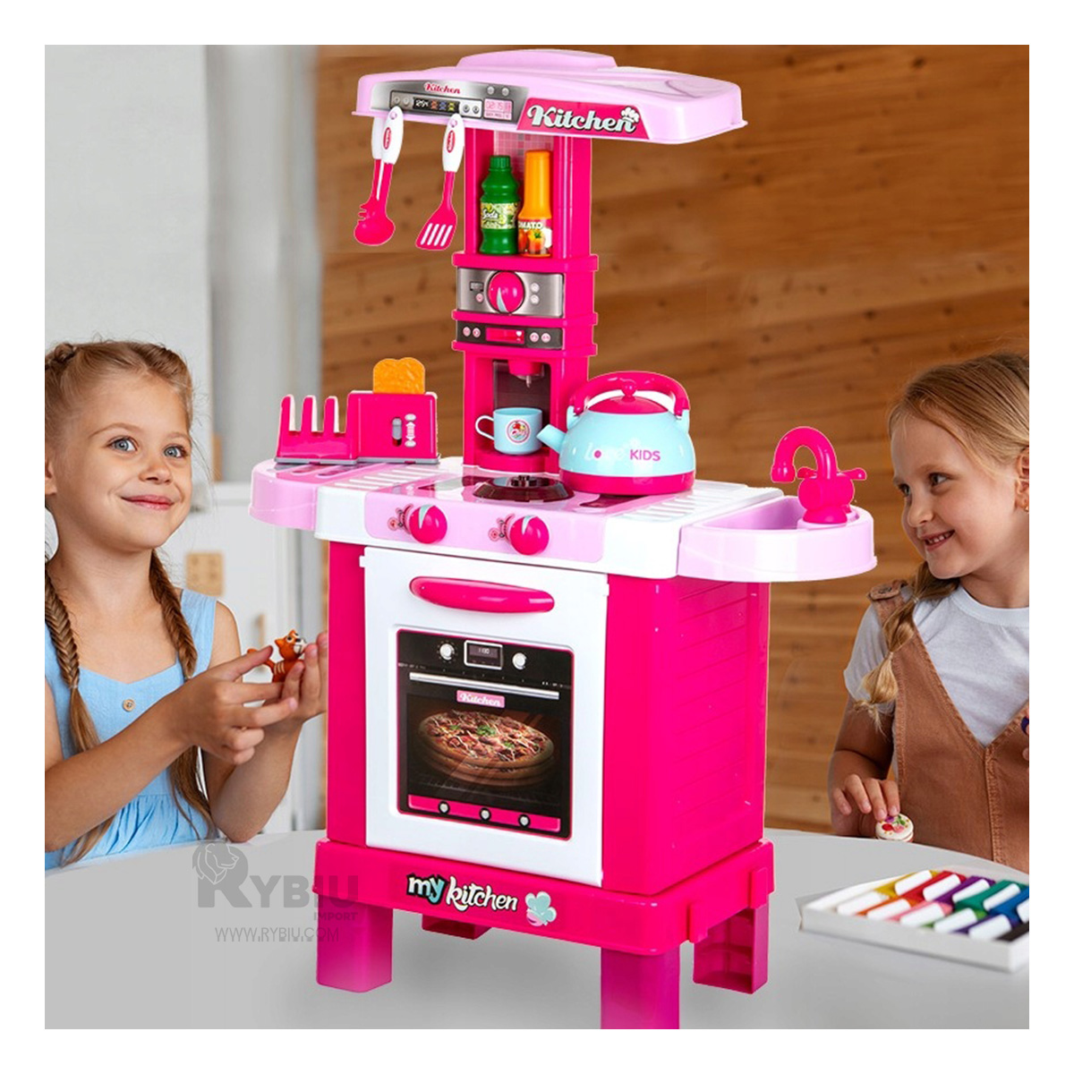 KITCHEN JUGUETE EN PINK EN ROSADO Y+BANDERITAS ADHESIVAS - 2