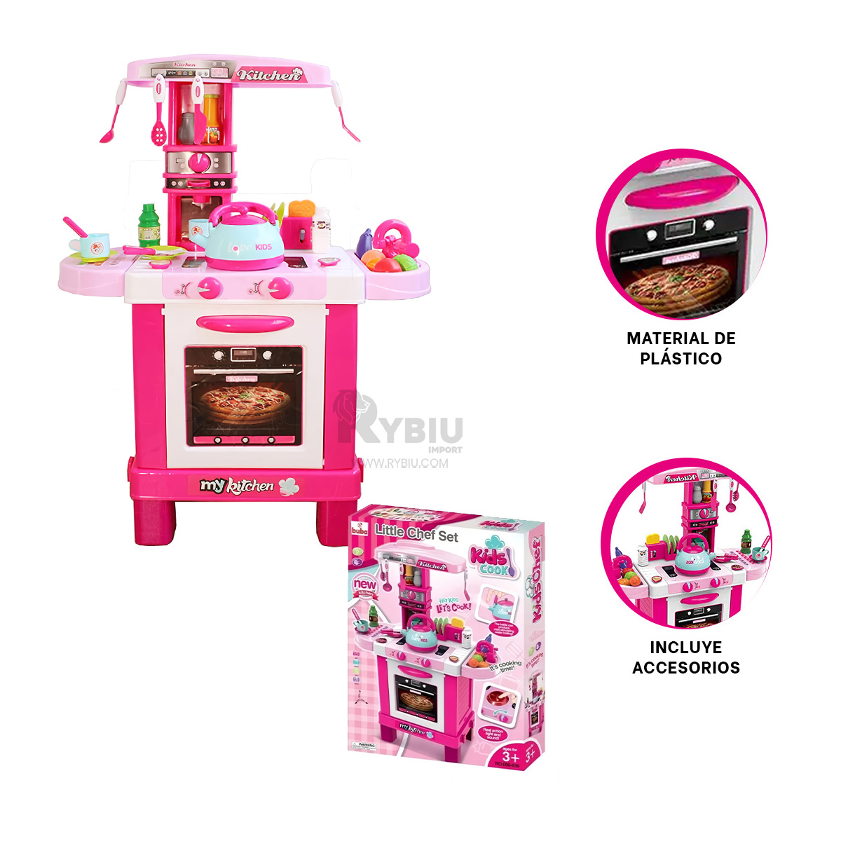 KITCHEN JUGUETE EN PINK EN ROSADO Y+BANDERITAS ADHESIVAS - 3