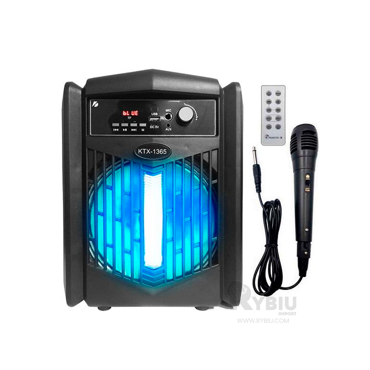 BOCINA RYBIU KTX-1205 UTIL CON BLUETOOTH NEGRO + REGALO LIGAS PARA PEINAR - 1