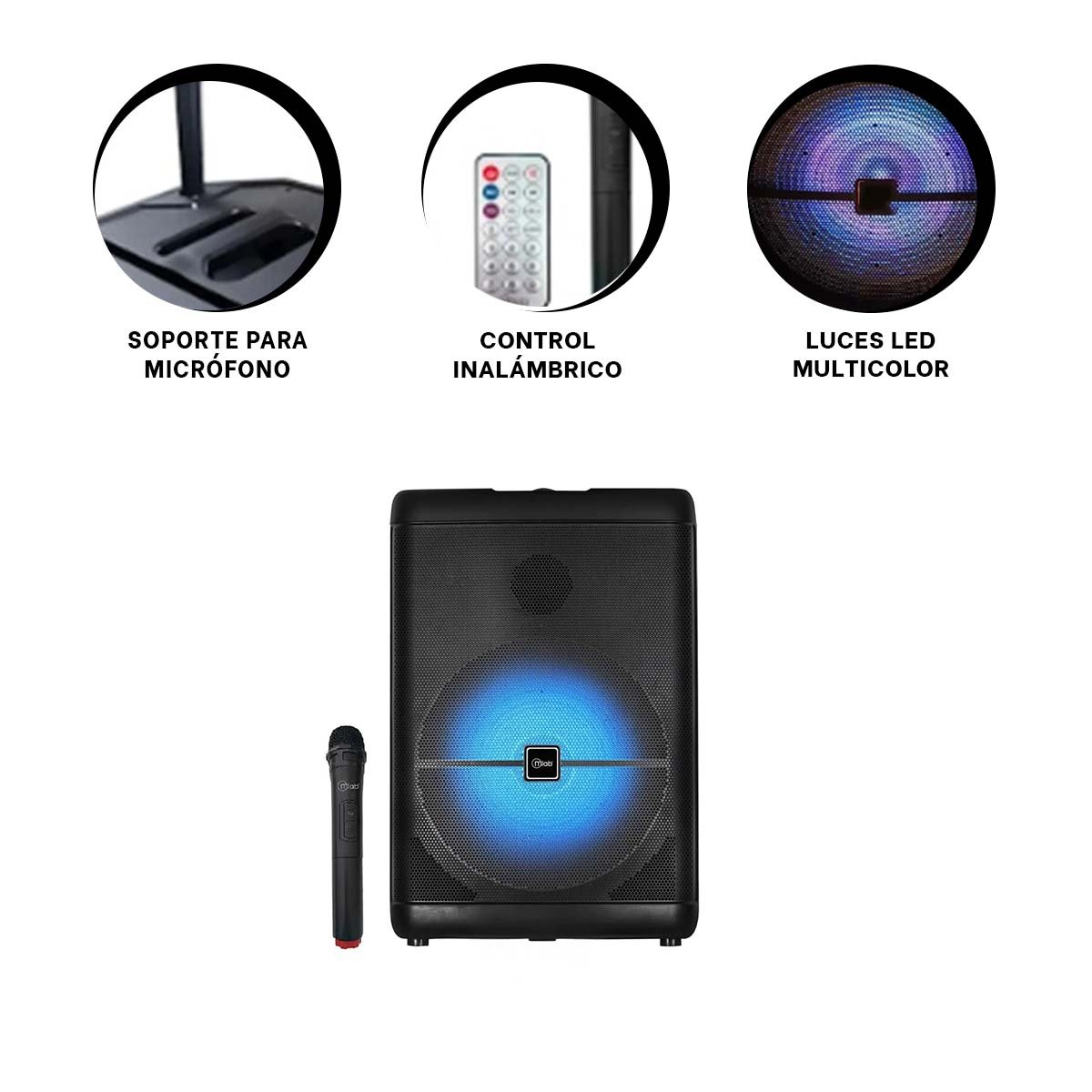 ALTAVOZ BLUETOOTH NEGRO CON MICROFONO INTEGRADO SONIDO POTENTE PARA MUSICA EN CASA - 3