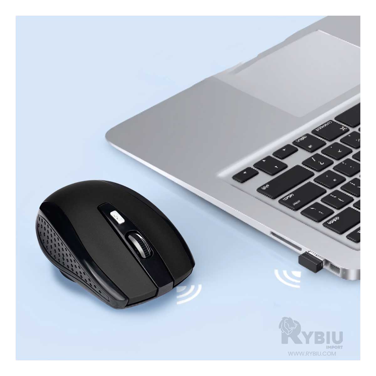 MOUSE INALÁMBRICO RYBIU MODERNO Y DINAMICO SEISA COLOR NEGRO + PAPEL REGALO TE31605 - 1
