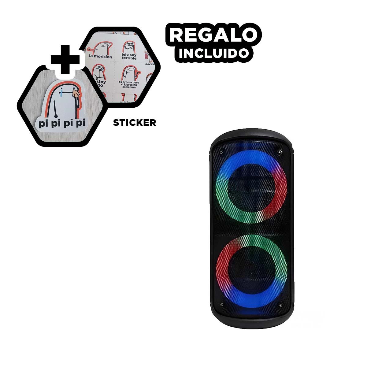ALTAVOZ COMPACTO BLUETOOTH NEGRO CON TECNOLOGIA MODERNA PARA ESCUCHAR MUSICA Y+REGALO STICKER - 1
