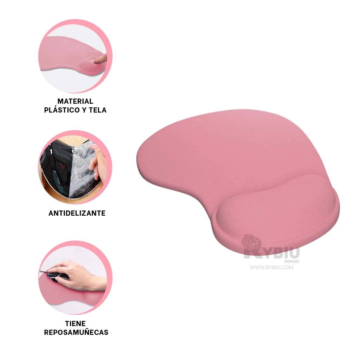MOUSE PAD RYBIU TE31603 CONVENIENTE OFICINA ROSADO + REGALO AGENDITA - 4