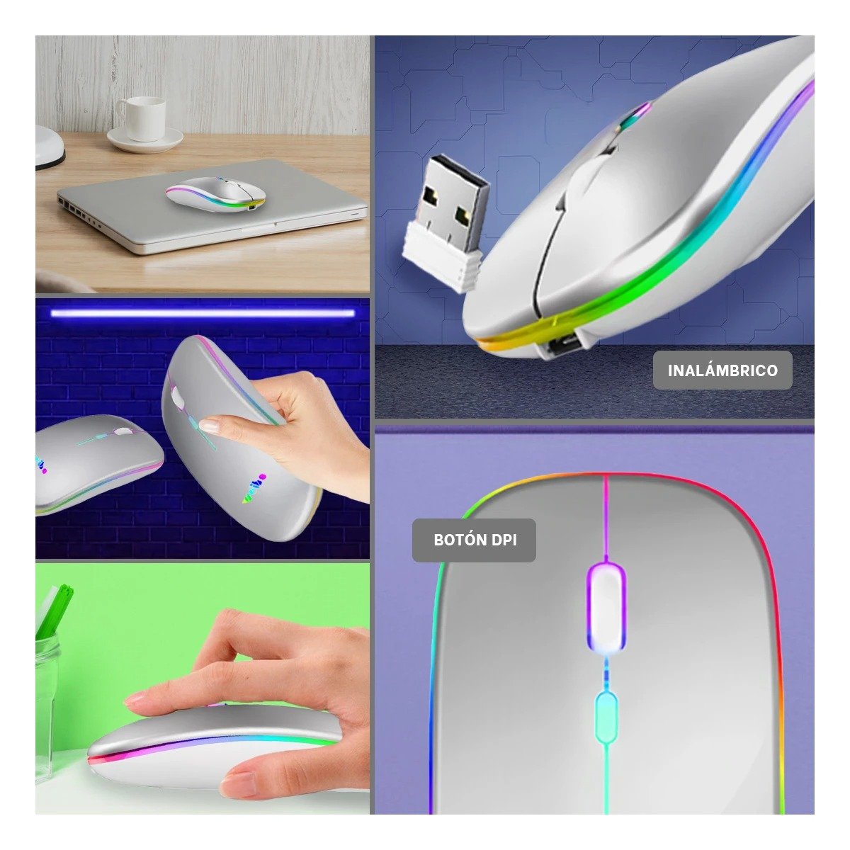 CURSOR INALÁMBRICO RYBIU ELEGANTE RF 6800 EN COLOR PLOMO + POST-IT ADHESIVOS RF-6800 - 5