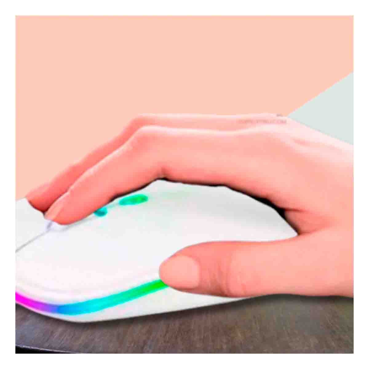 MOUSE INALÁMBRICO RYBIU ERGONÓMICO MODELO RF 6800 BLANCO + REGALO STICKERS RF-6800 - 5