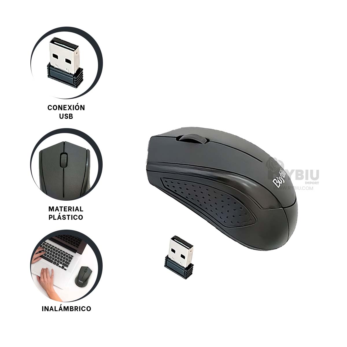 PUNTERO INALÁMBRICO RYBIU ESTILIZADO Y EFICIENTE BUYTITI + GIFT STICKERS TE31604 - 1