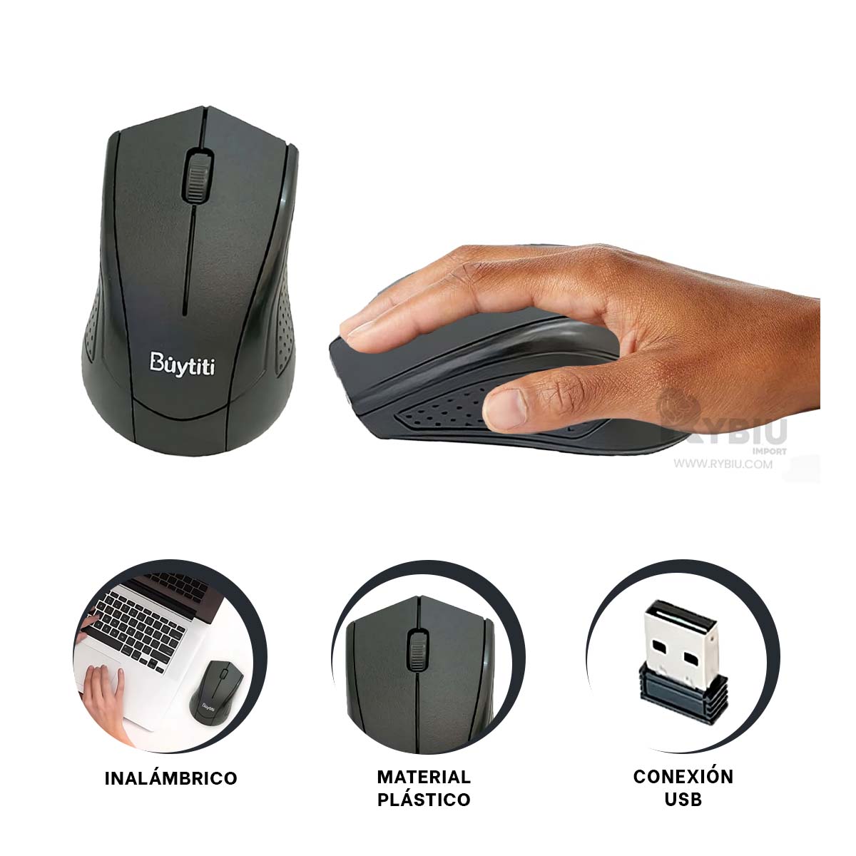MOUSE INALÁMBRICO RYBIU MINIMALISTA Y PRÁCTICO BUYTITI + REGALO AGENDITA TE31604 - 3