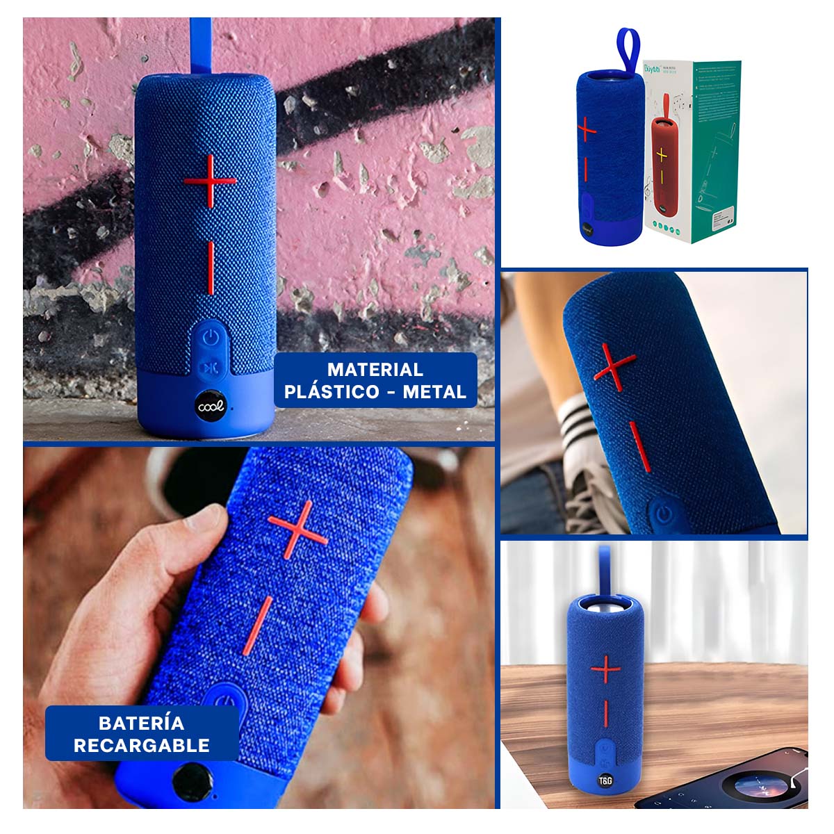 PARLANTE BLUETOOTH RYBIU P1728BT POTENCIA VARIADA COLOR AZUL + PAPEL REGALO - 1