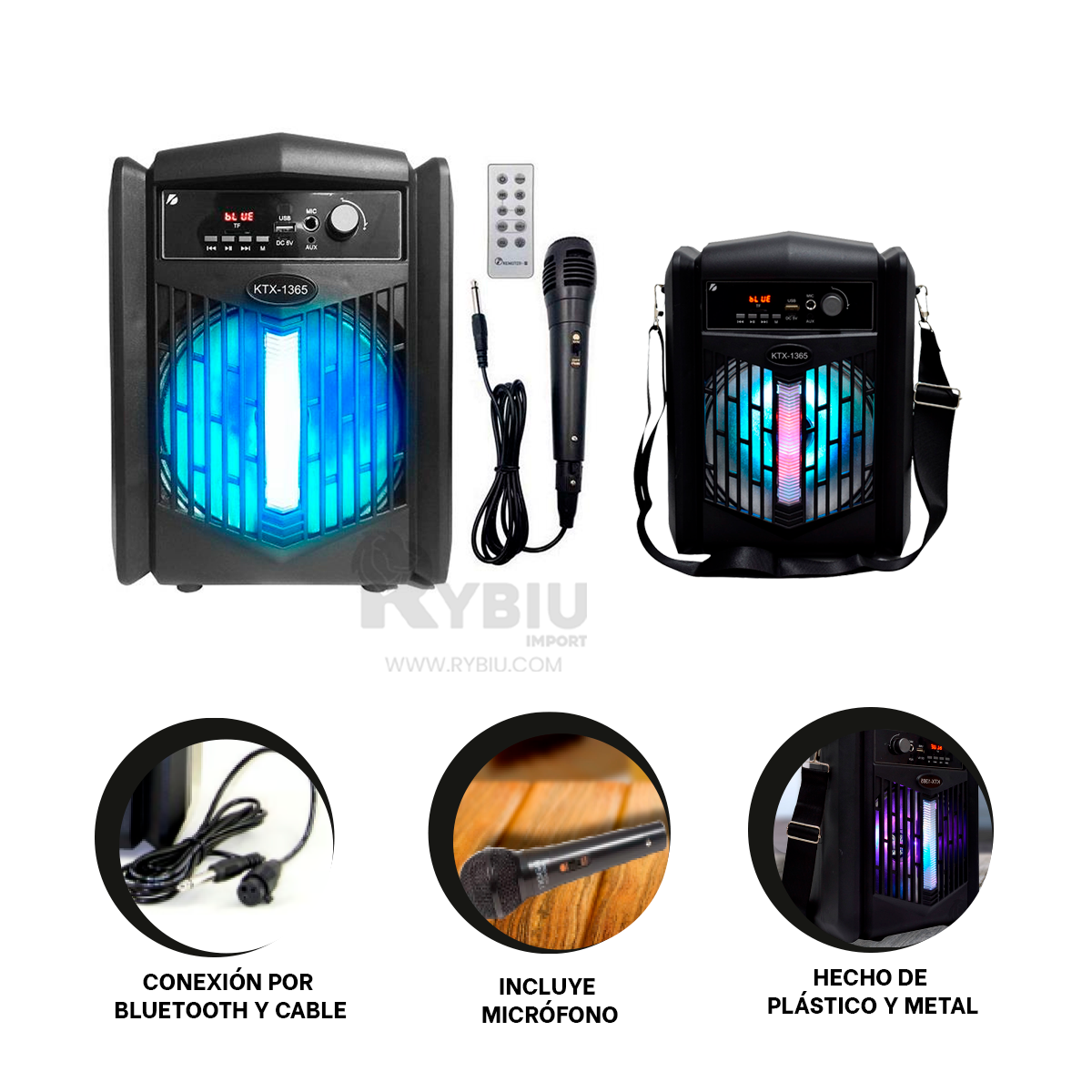 ALTAVOZ DE MODELO CLASICO RYBIU KTX-1205 COLOR NEGRO + REGALO AGENDITA - 3